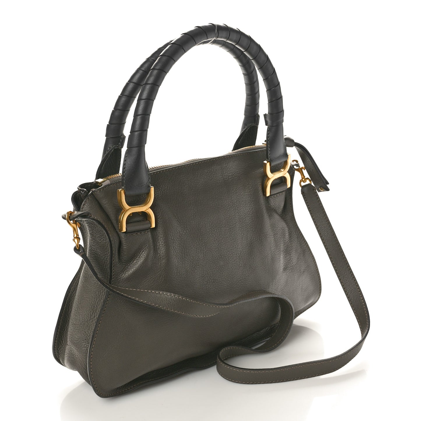 Calfskin Medium Marcie Satchel Anchor Grey