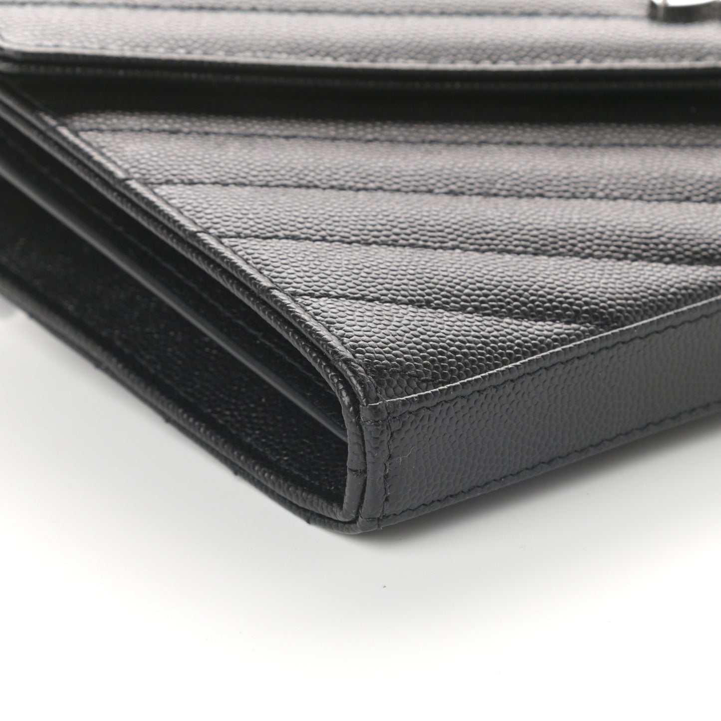 Grain De Poudre Matelasse Chevron Monogram Chain Wallet Black