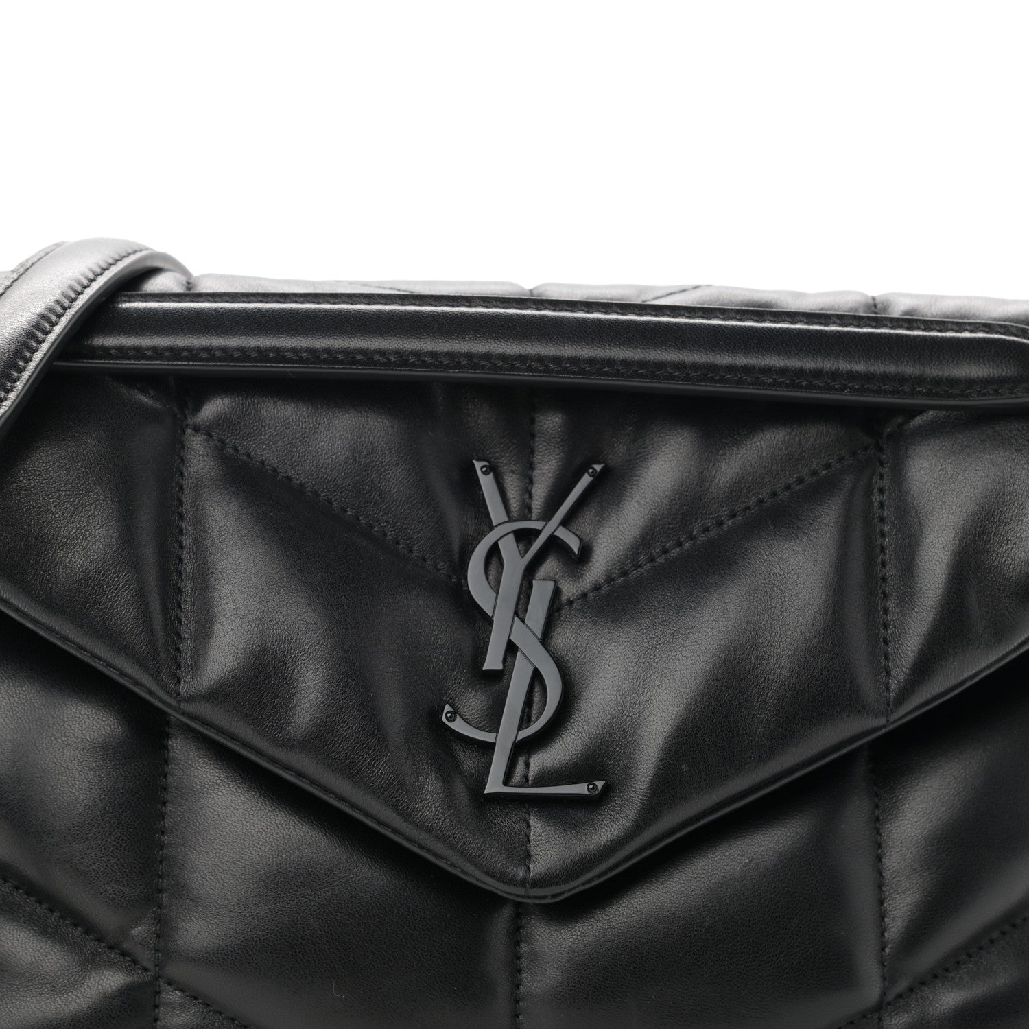 Saint Laurent Lambskin Quilted Small Loulou Puffer Monogram Chain Satchel Black 8 of 10