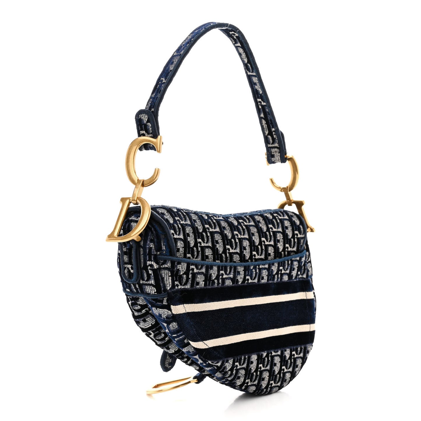 Velvet Oblique Saddle Bag Blue