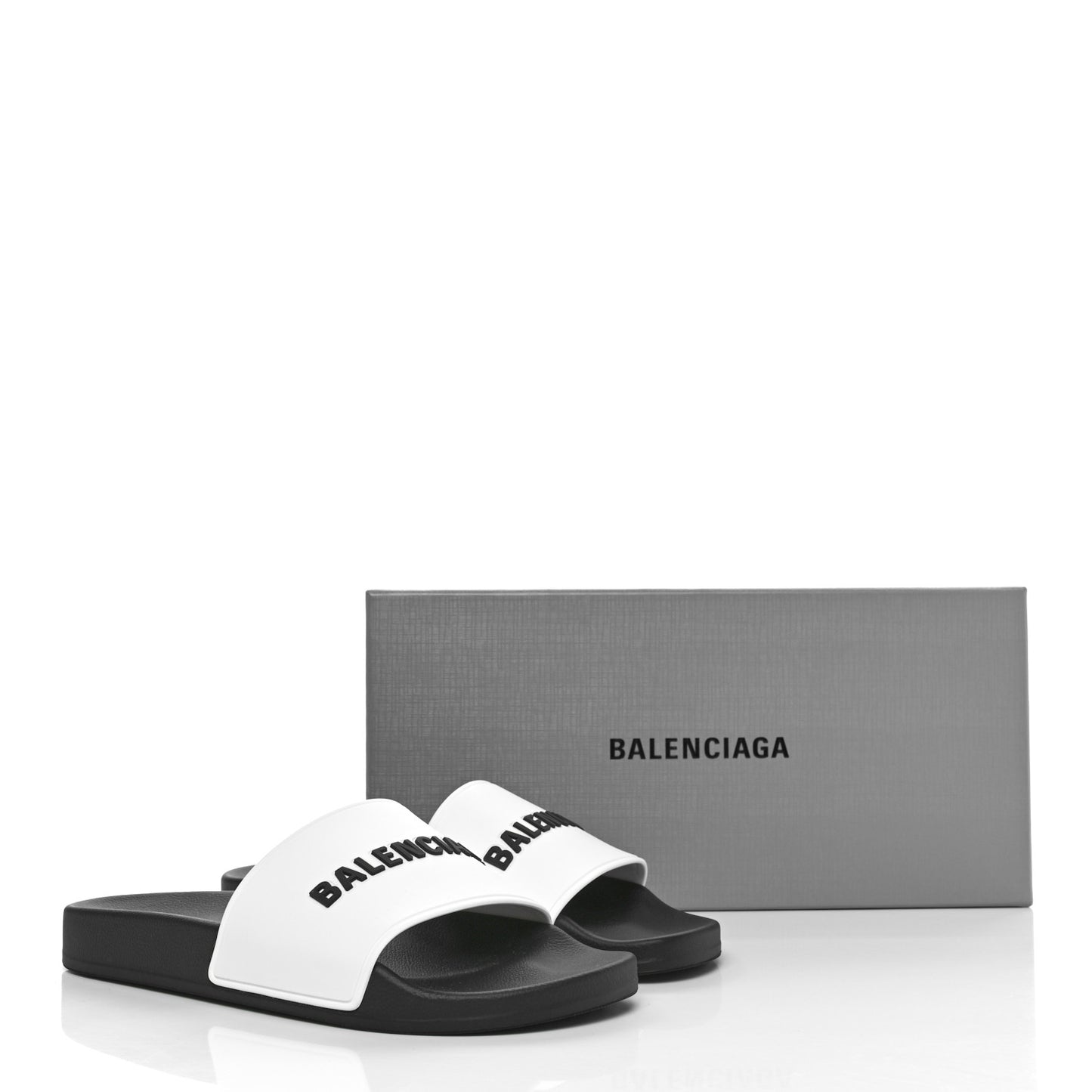 Rubber Womens Logo Pool Slide Sandals 39 Black White
