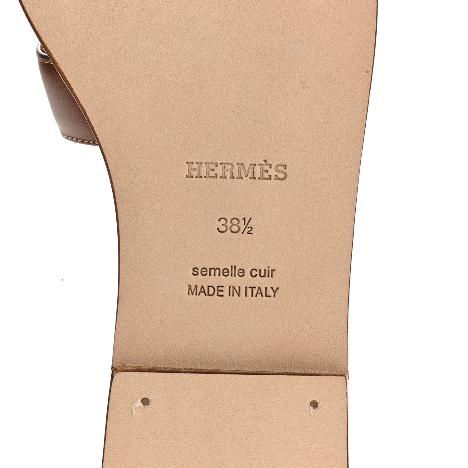 Hermes Box Calfskin Oran Sandals 38.5 Gold 8 of 9