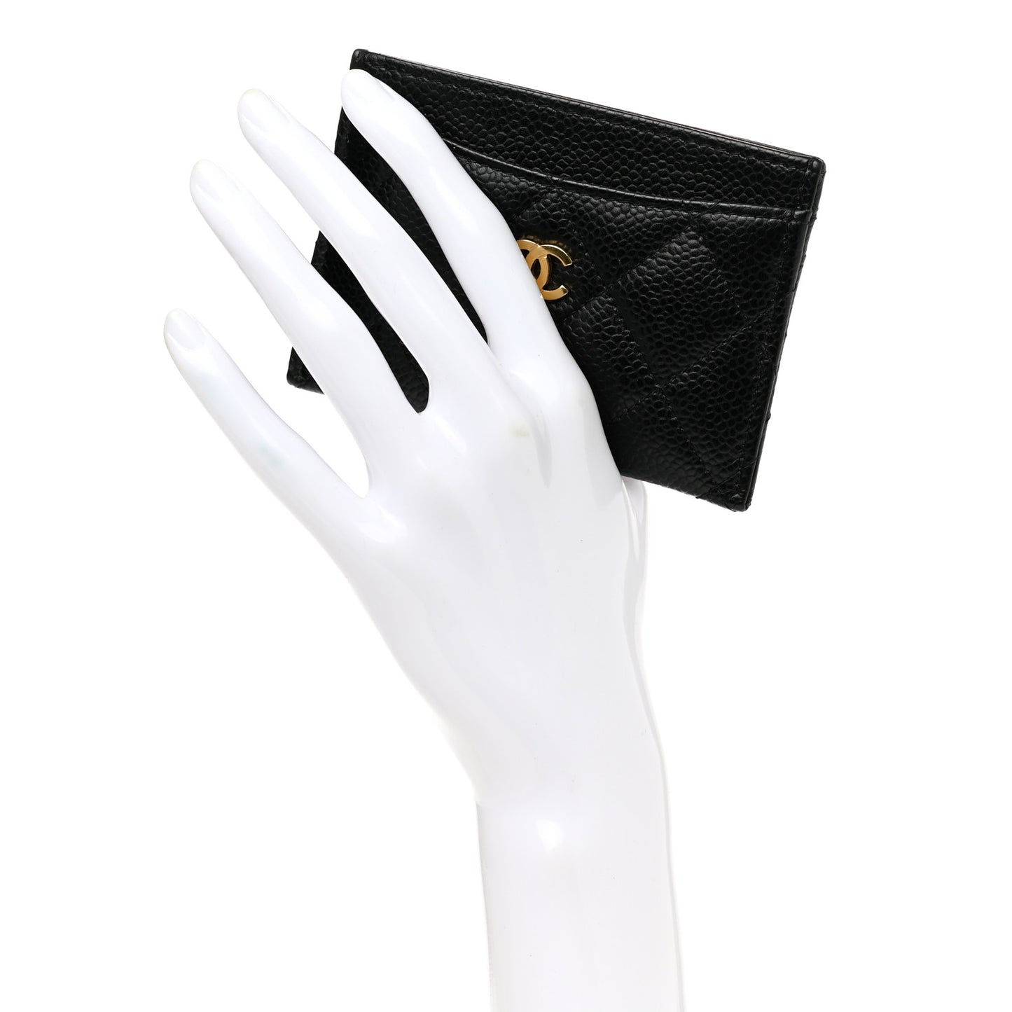 Caviar Quilted Card Holder Black