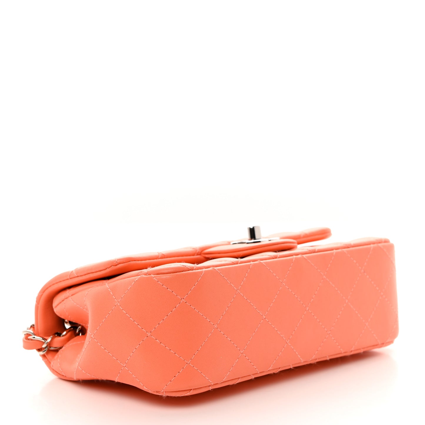 Lambskin Quilted Mini Rectangular Flap Light Orange
