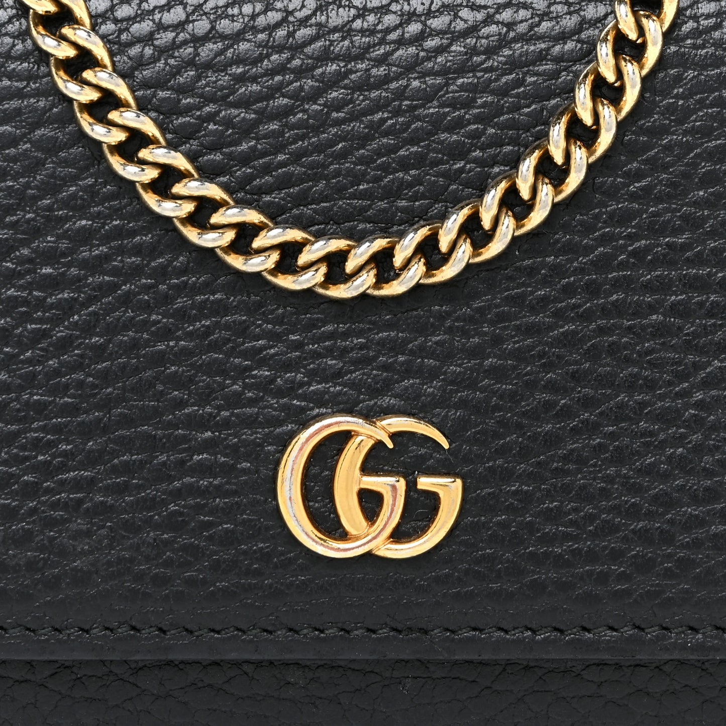 Calfskin Petite GG Marmont Wallet Chain Bag Black
