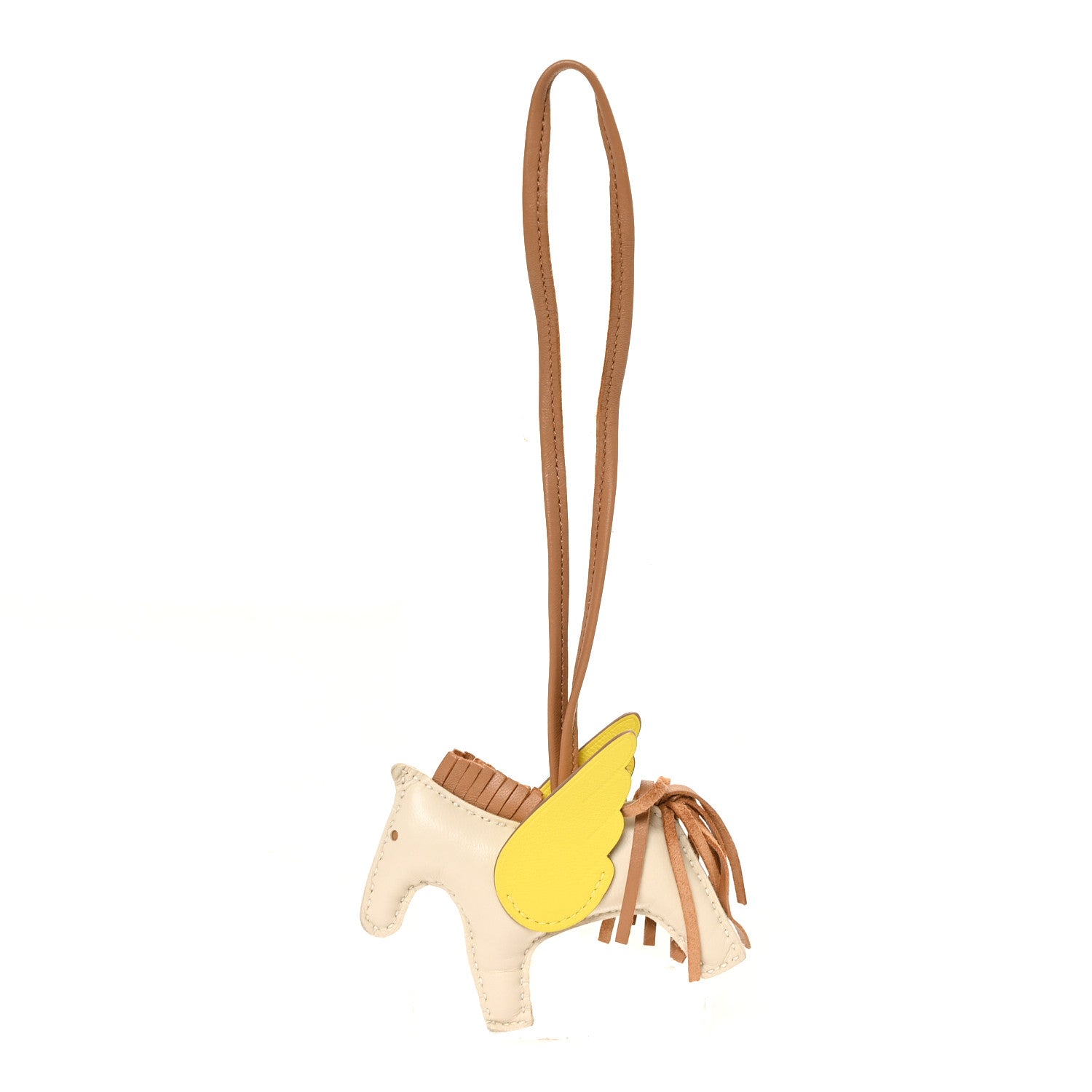 HERMES ゴールドリラチャーム 箱付き Hermes Milo Lambskin Grigri Rodeo Pegase Horse Bag Charm PM Craie
