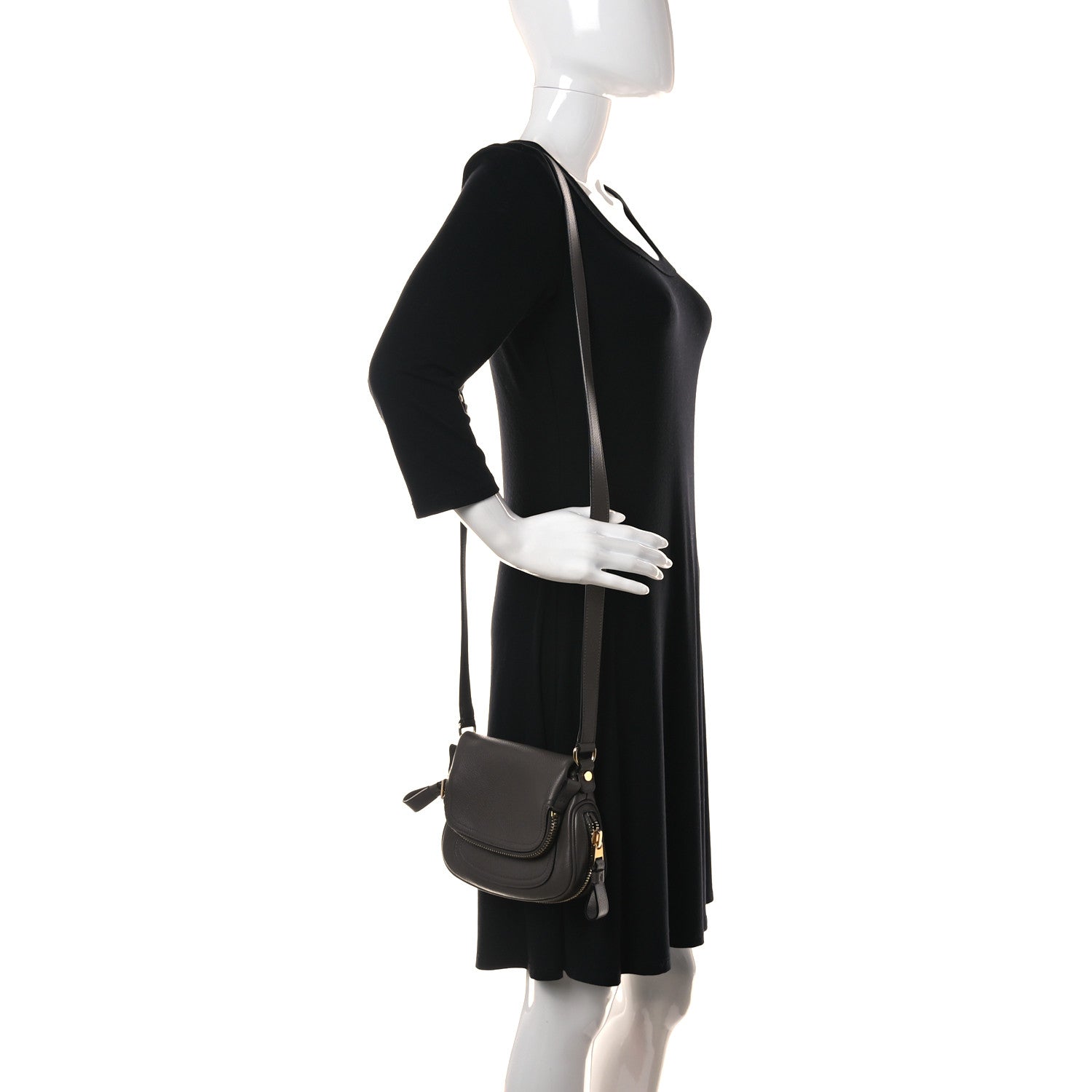 Tom Ford Calfskin Mini Jennifer Crossbody Bag Grey 2 of 12