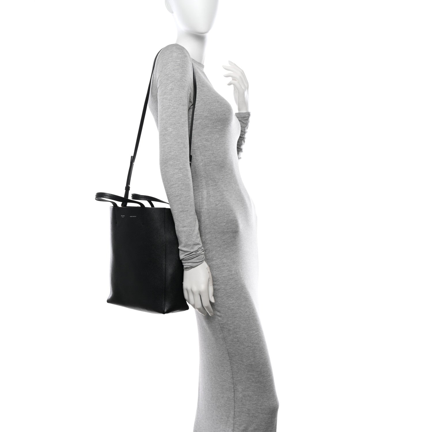 Celine Grained Calfskin Small Vertical Cabas Black 2 of 12