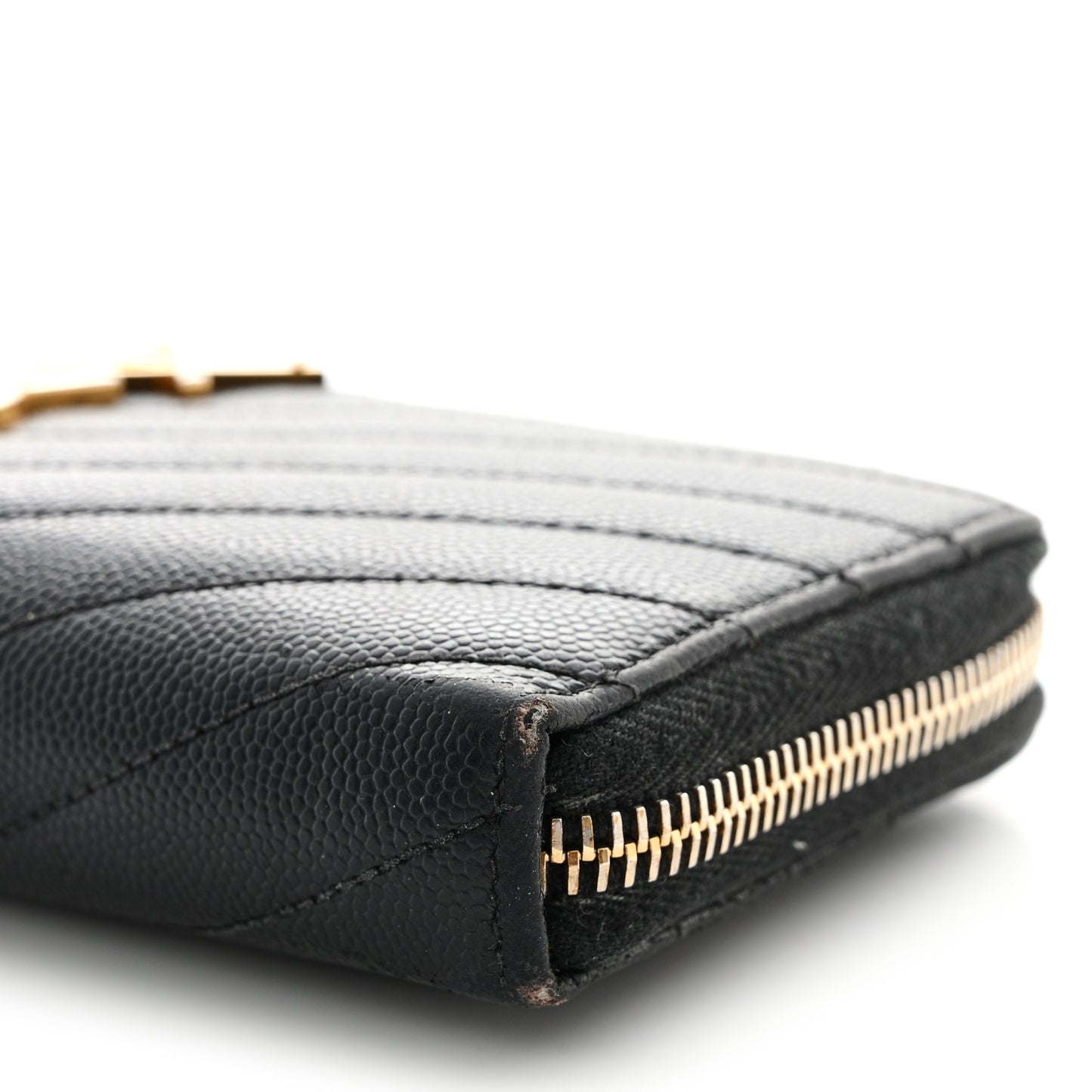Grain De Poudre Matelasse Chevron Monogram Zip Around Wallet Black