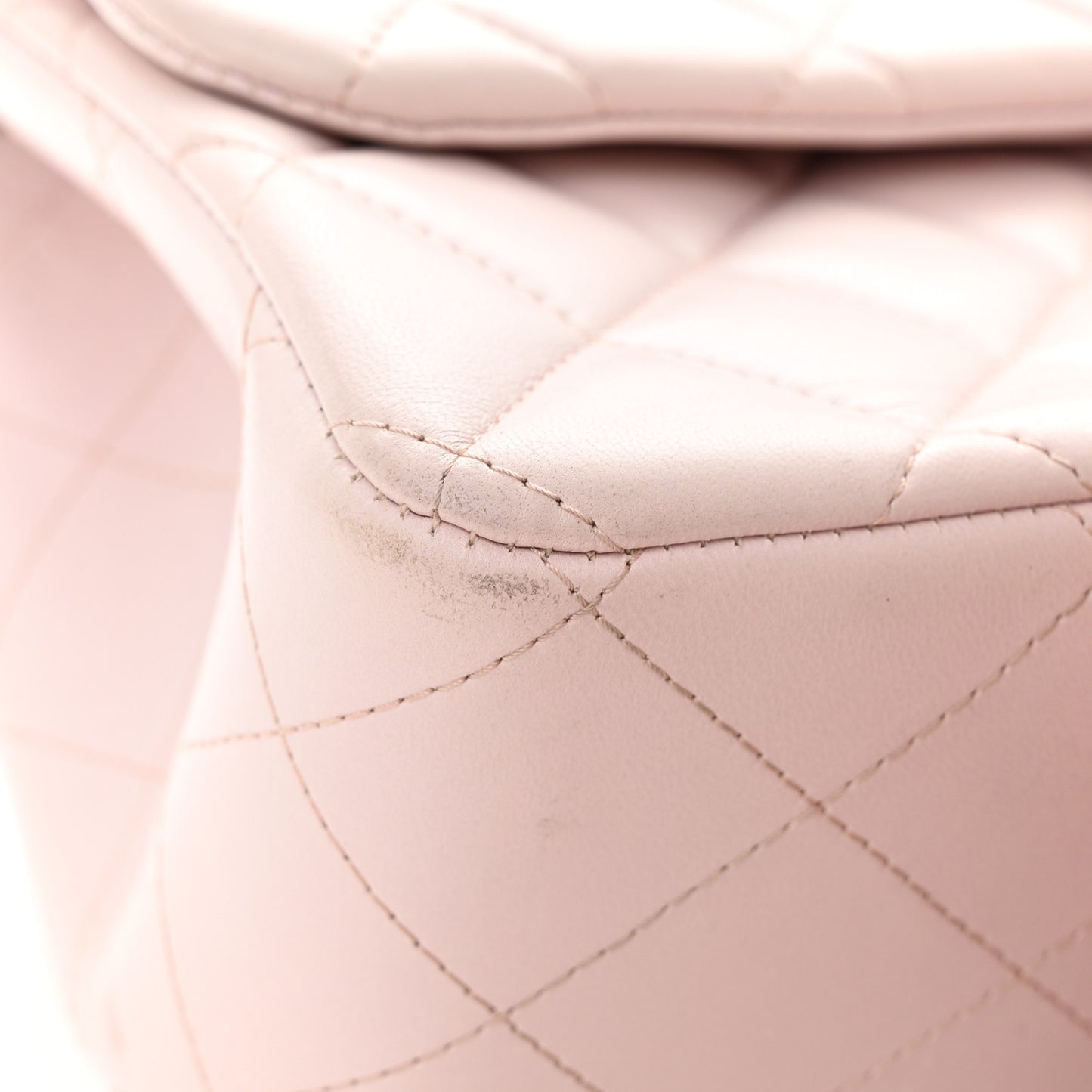 Lambskin Quilted Jumbo Double Flap Light Pink
