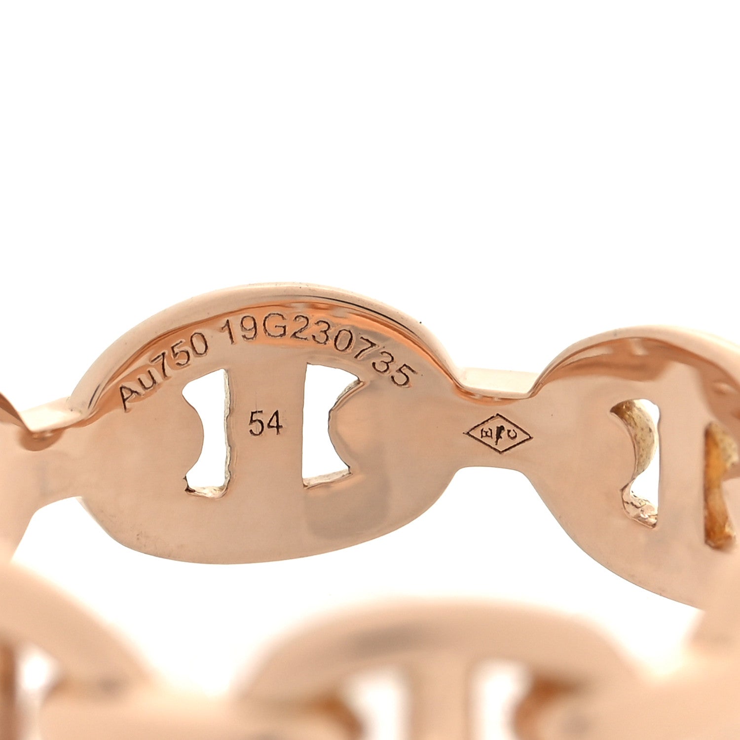 Hermes 18K Rose Gold PM Chaine D'Ancre Enchainee Ring 54 6.75 4 of 5