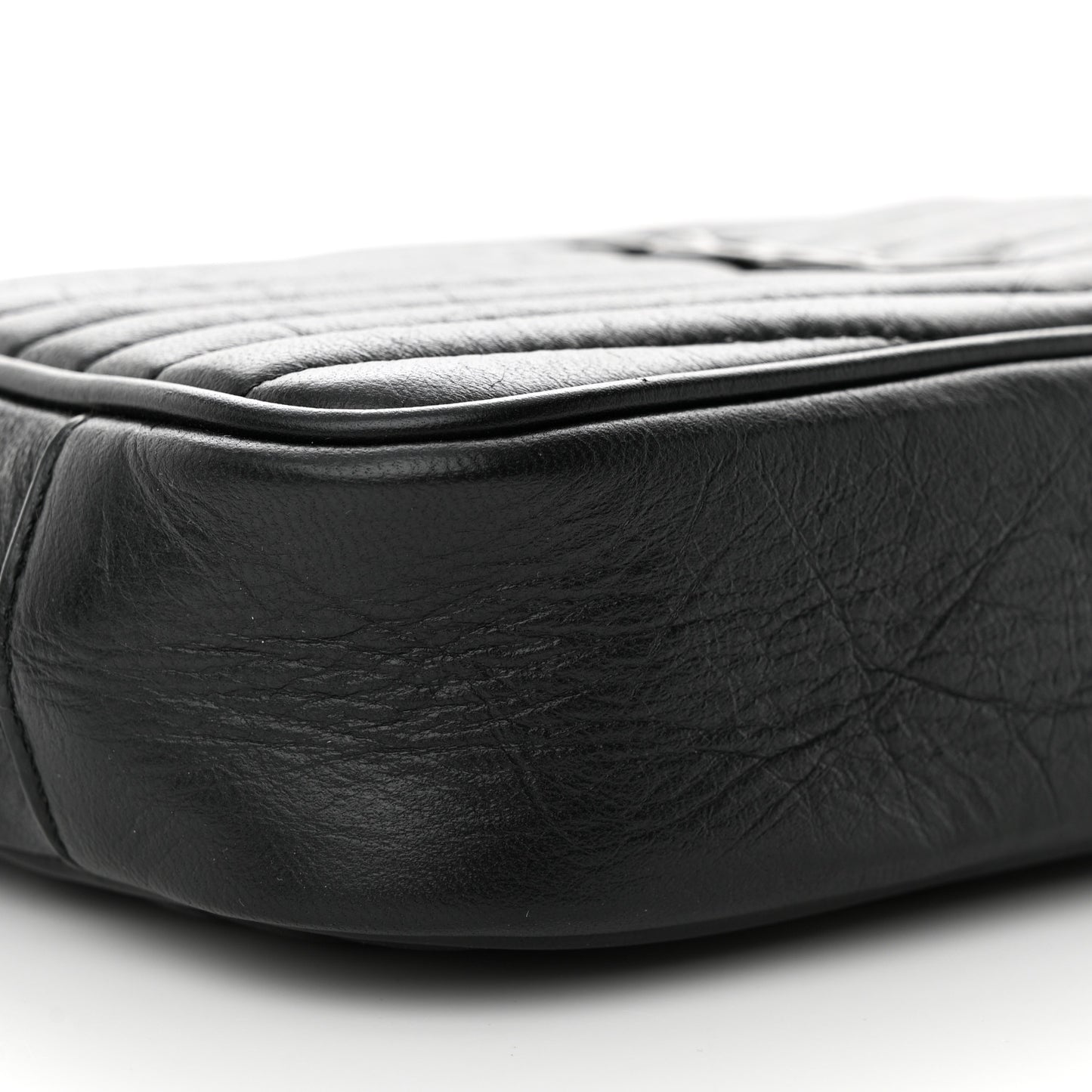 Calfskin Matelasse Monochrome Monogram Mini Lou Camera Bag Black