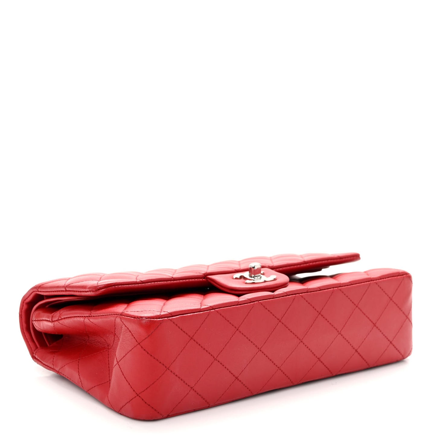 Lambskin Quilted Medium Double Flap Red