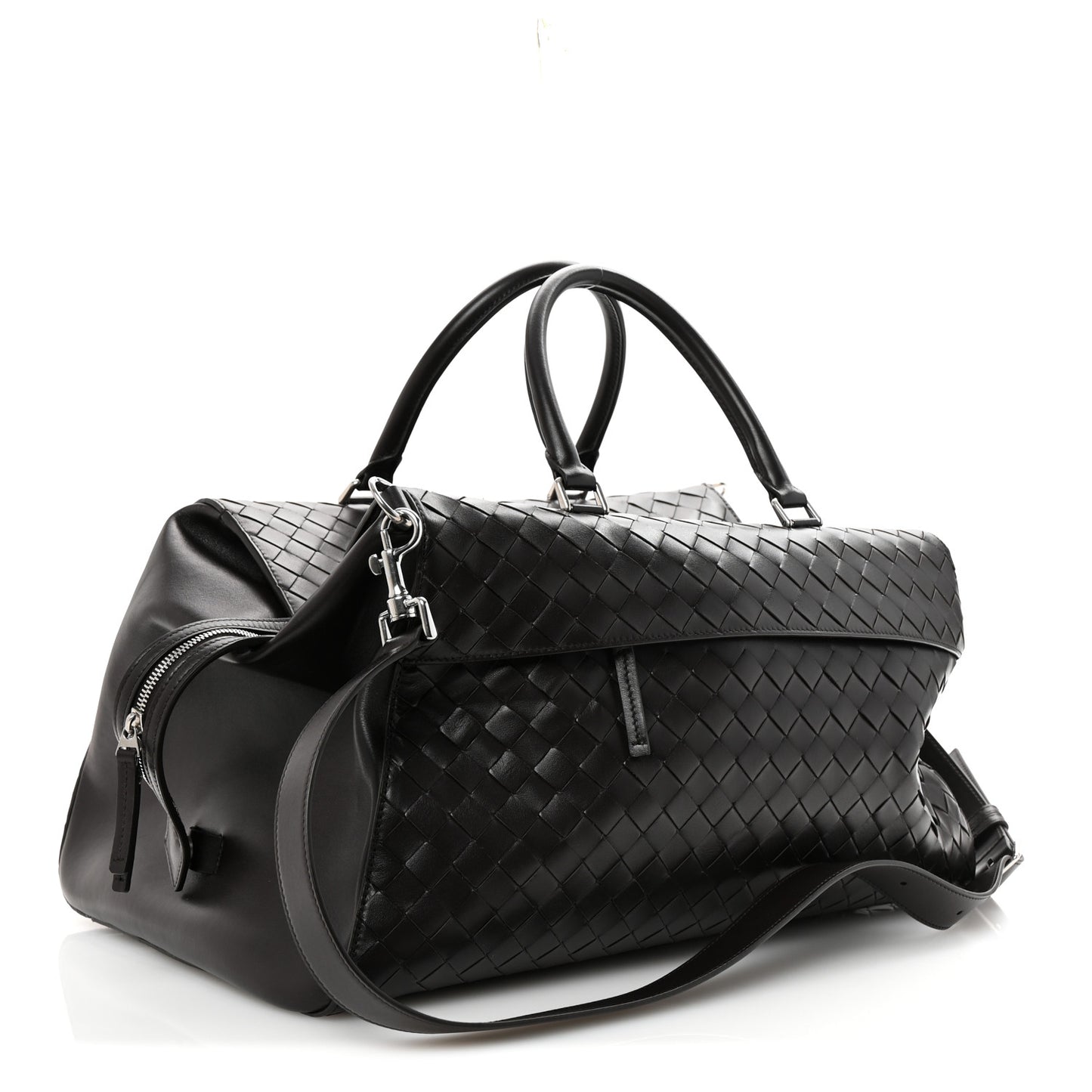 Nappa Intrecciato Zip Tape Weekender Bag Fondente