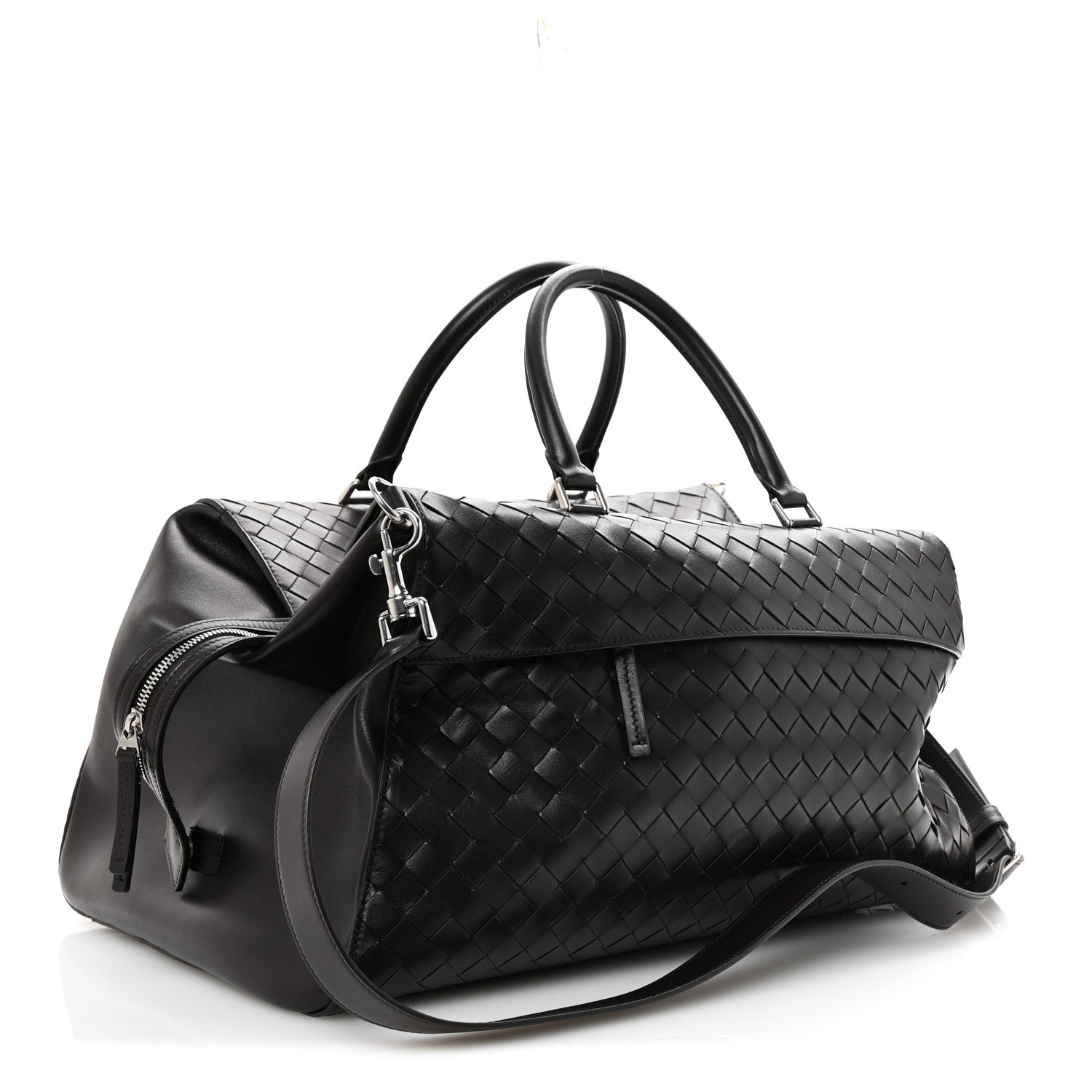 Bottega Veneta Nappa Intrecciato Zip Tape Weekender Bag Fondente 2 of 8