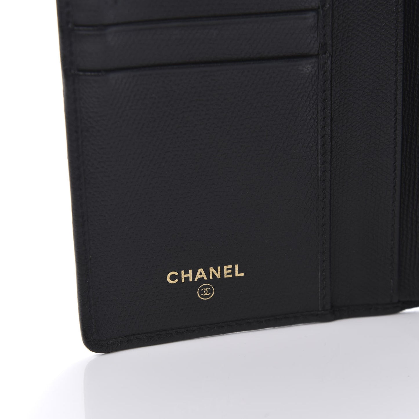Grained Calfskin CC Button Yen Wallet Black