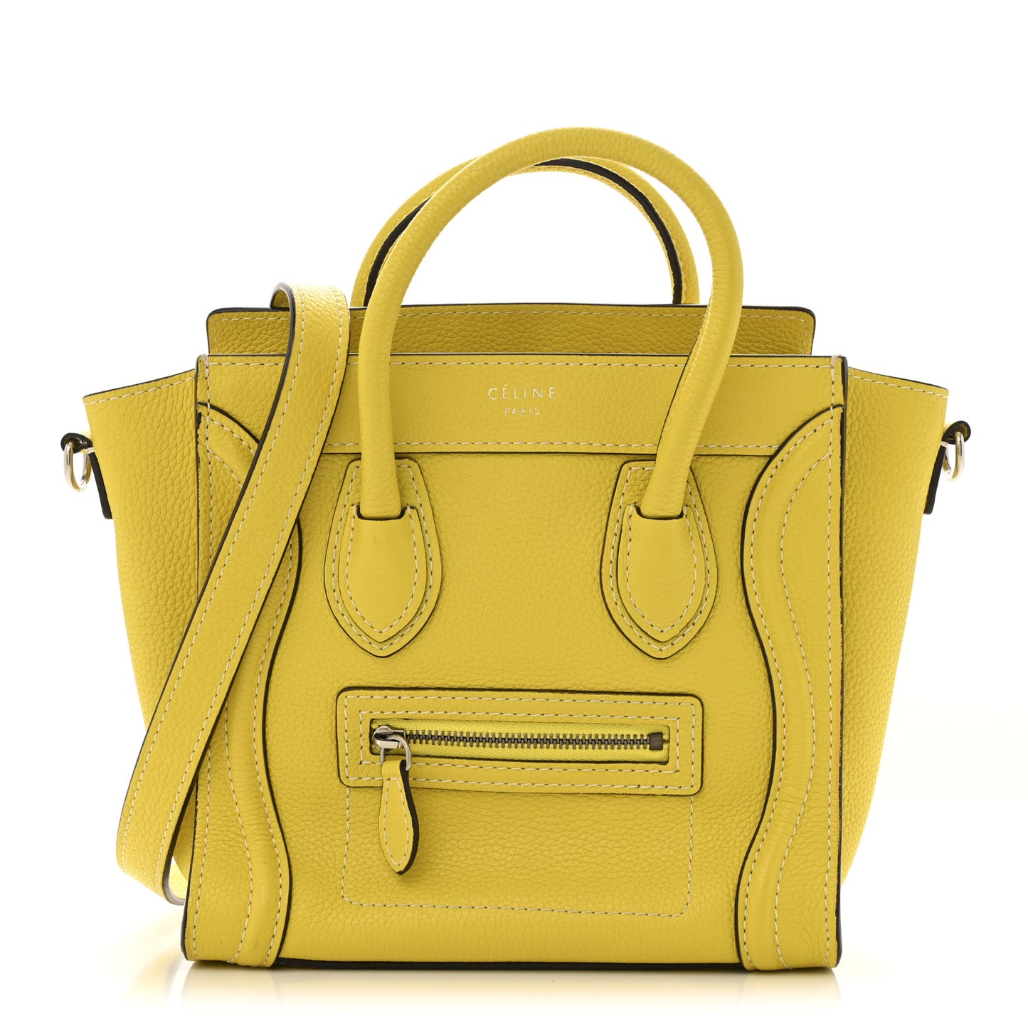 Drummed Calfskin Nano Luggage Citron