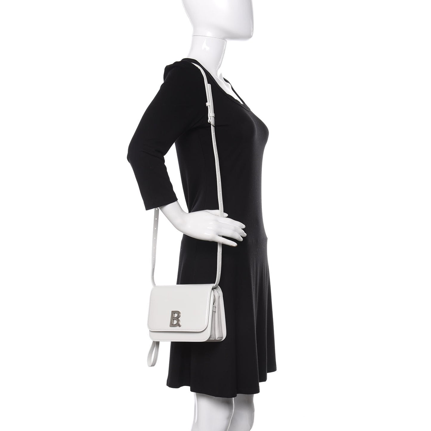Shiny Box Calfskin Small B Bag White