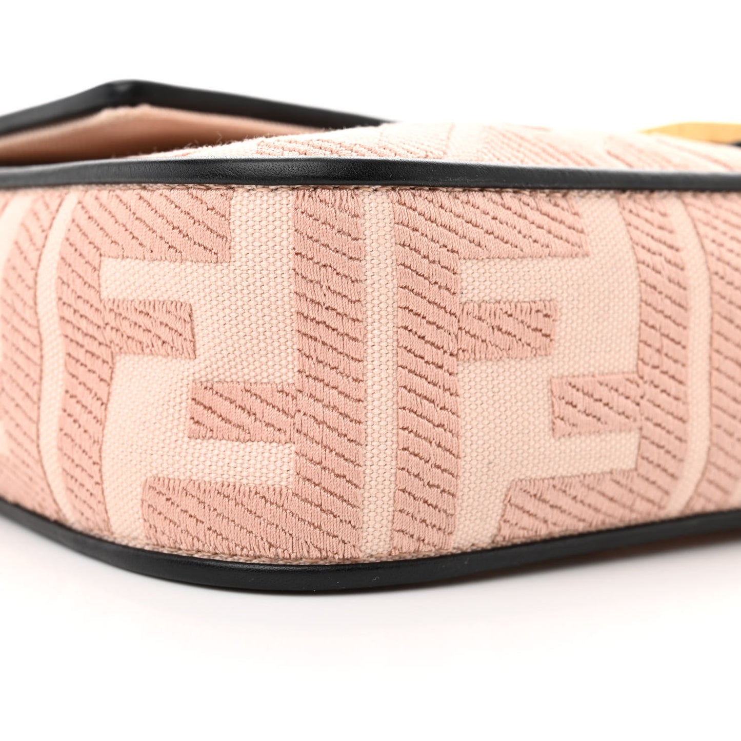 Canvas Vitello King FF Embroidered Baguette Rosa Quarzo Black