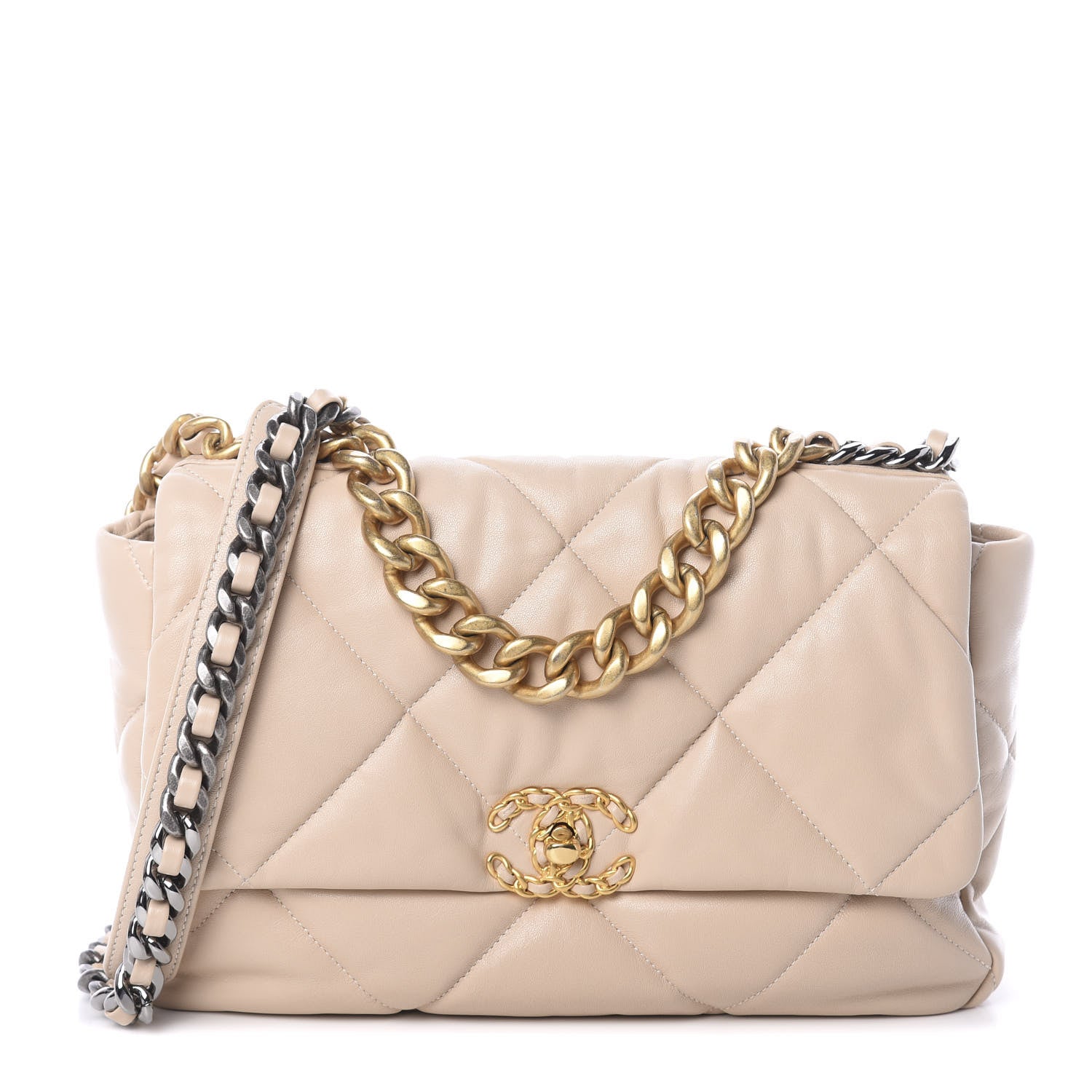 Chanel Lambskin Quilted Large 19 Flap Beige 1 of 9