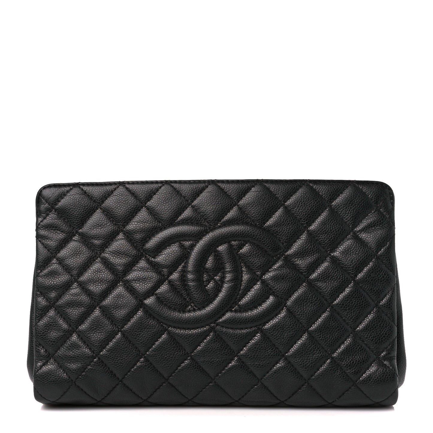 Caviar Quilted CC Large Clutch Black