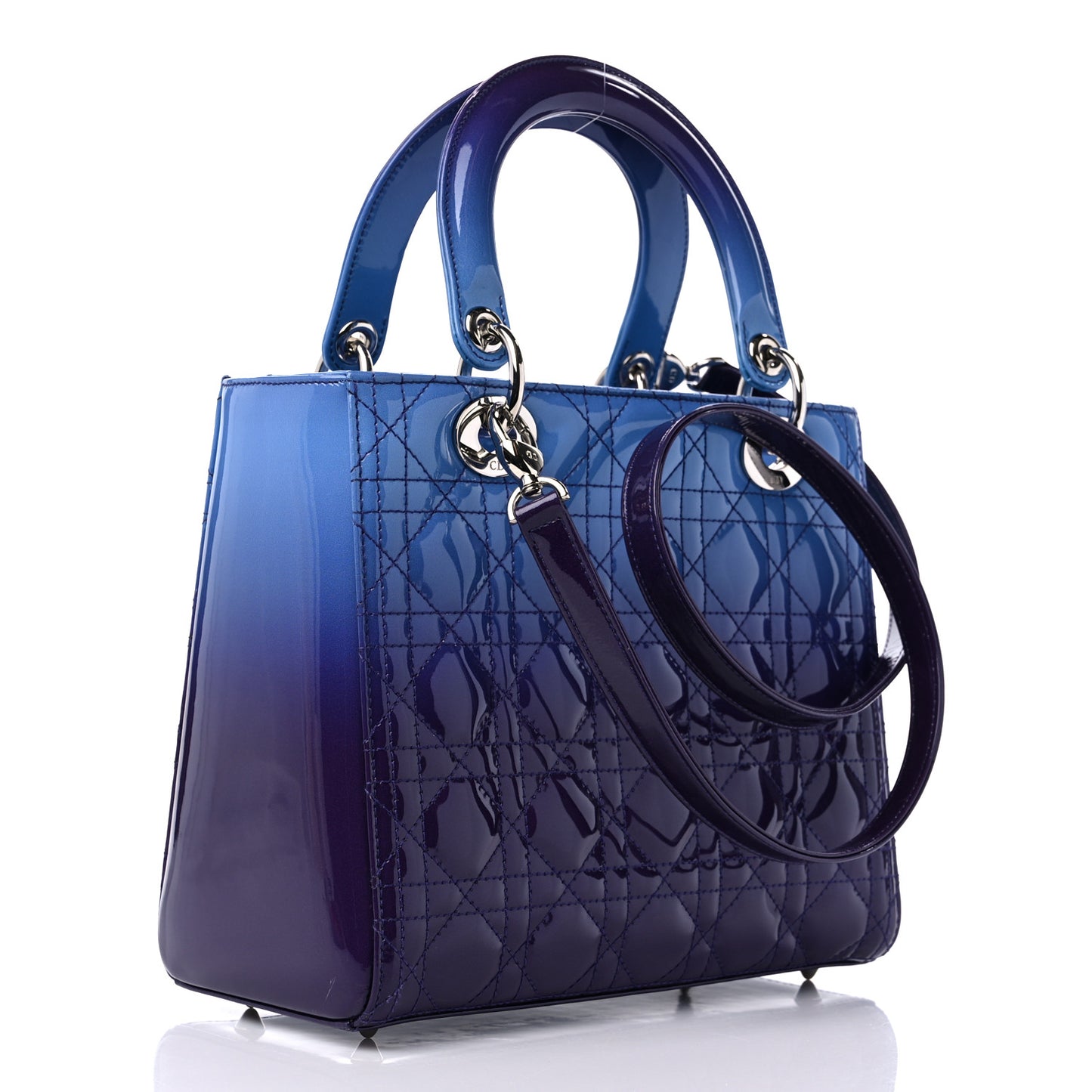 Patent Cannage Gradient Medium Lady Dior Purple Blue