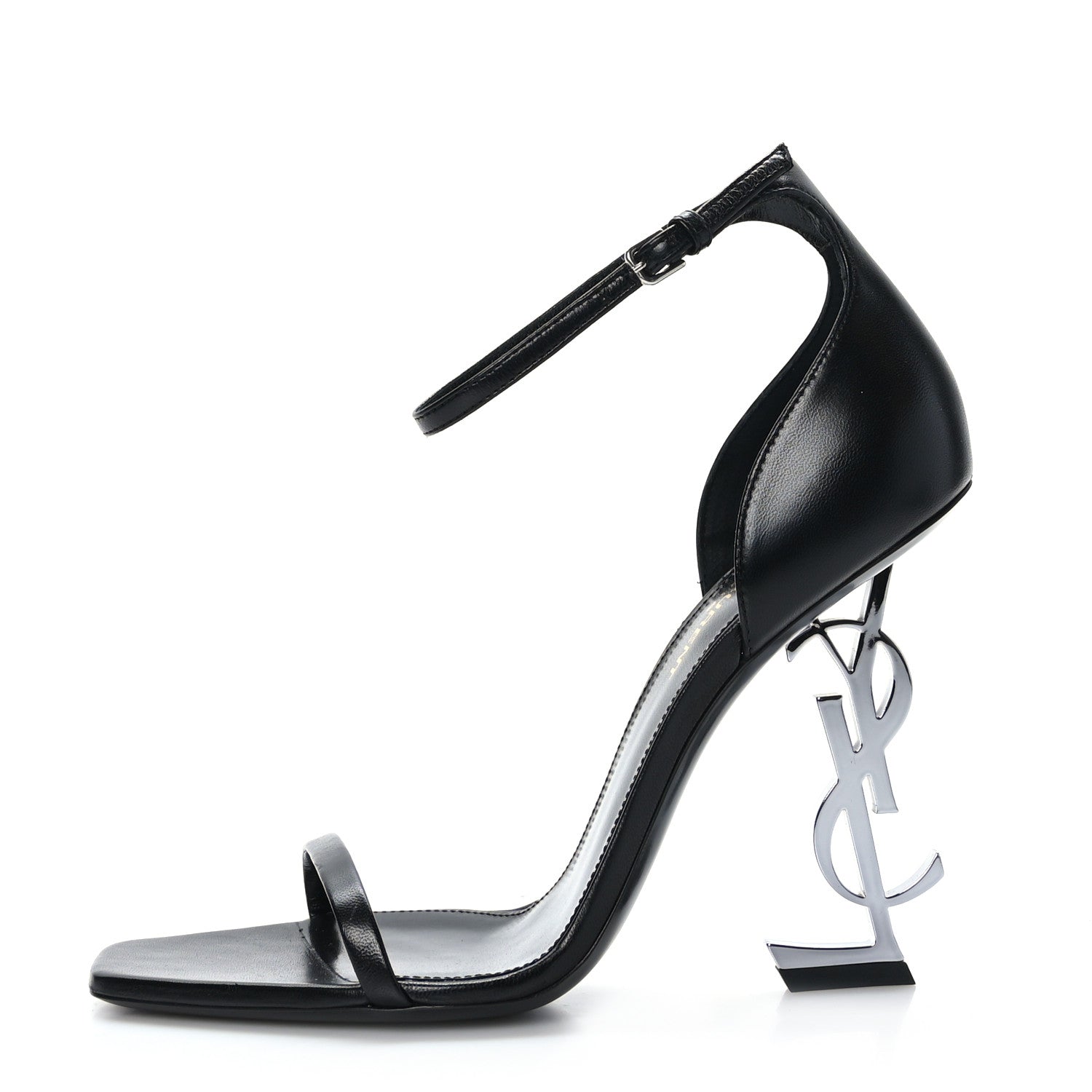 Saint Laurent Calfskin Opyum 110 Sandals 38.5 Black Silver 1 of 7