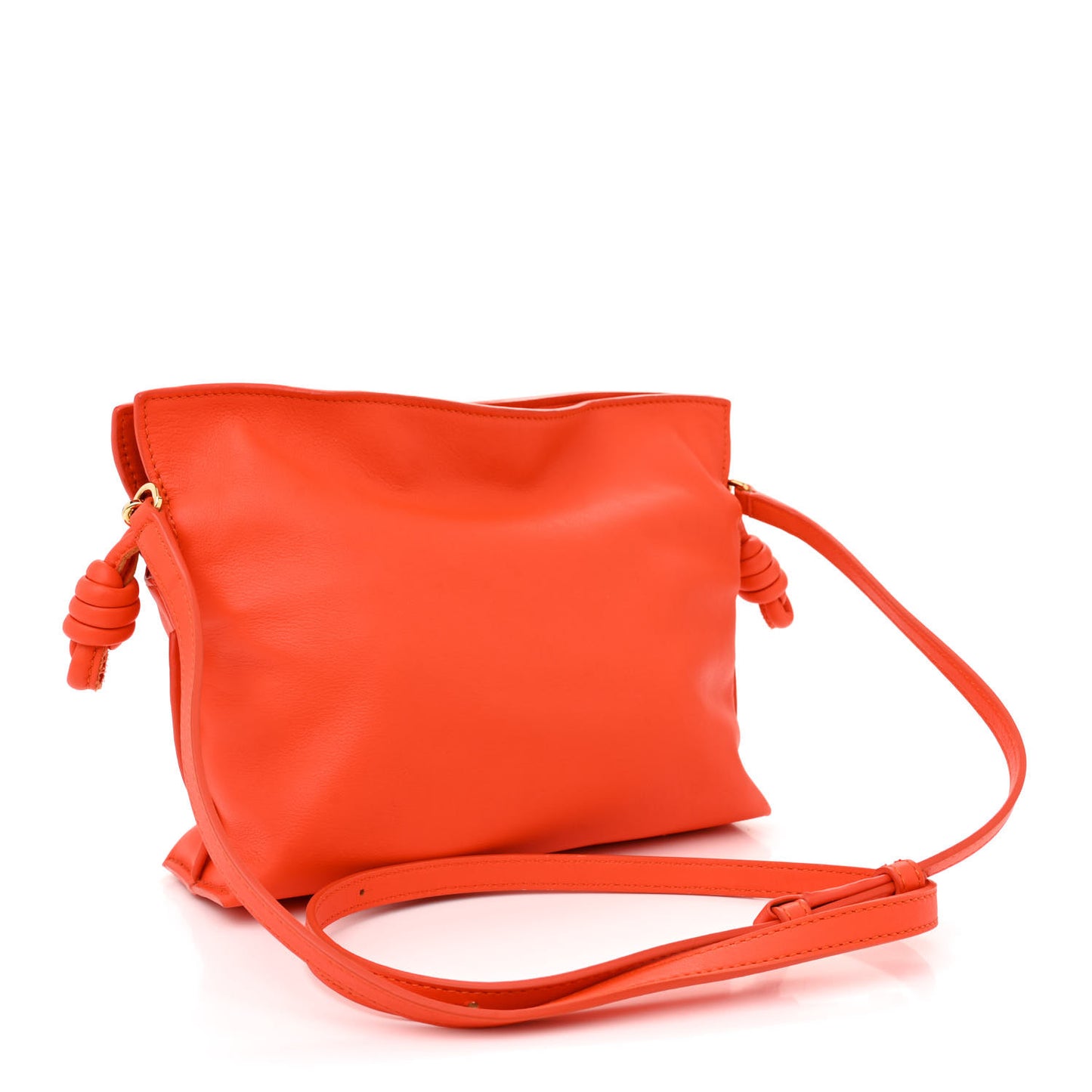 Calfskin Mini Flamenco Knot Clutch Vivid Orange