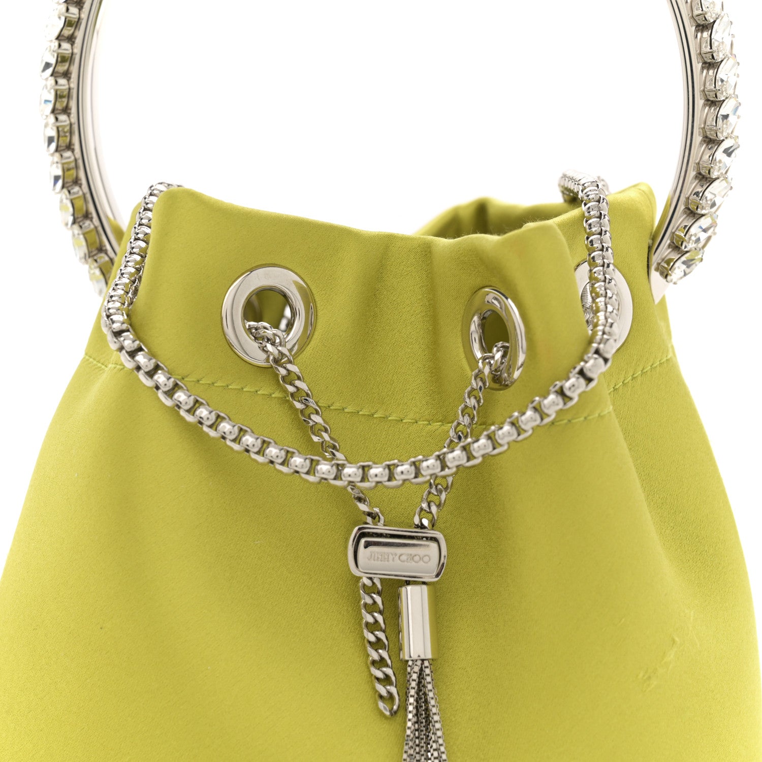 Jimmy Choo Satin Crystal Embellished Bon Bon Bag Lime 7 of 12