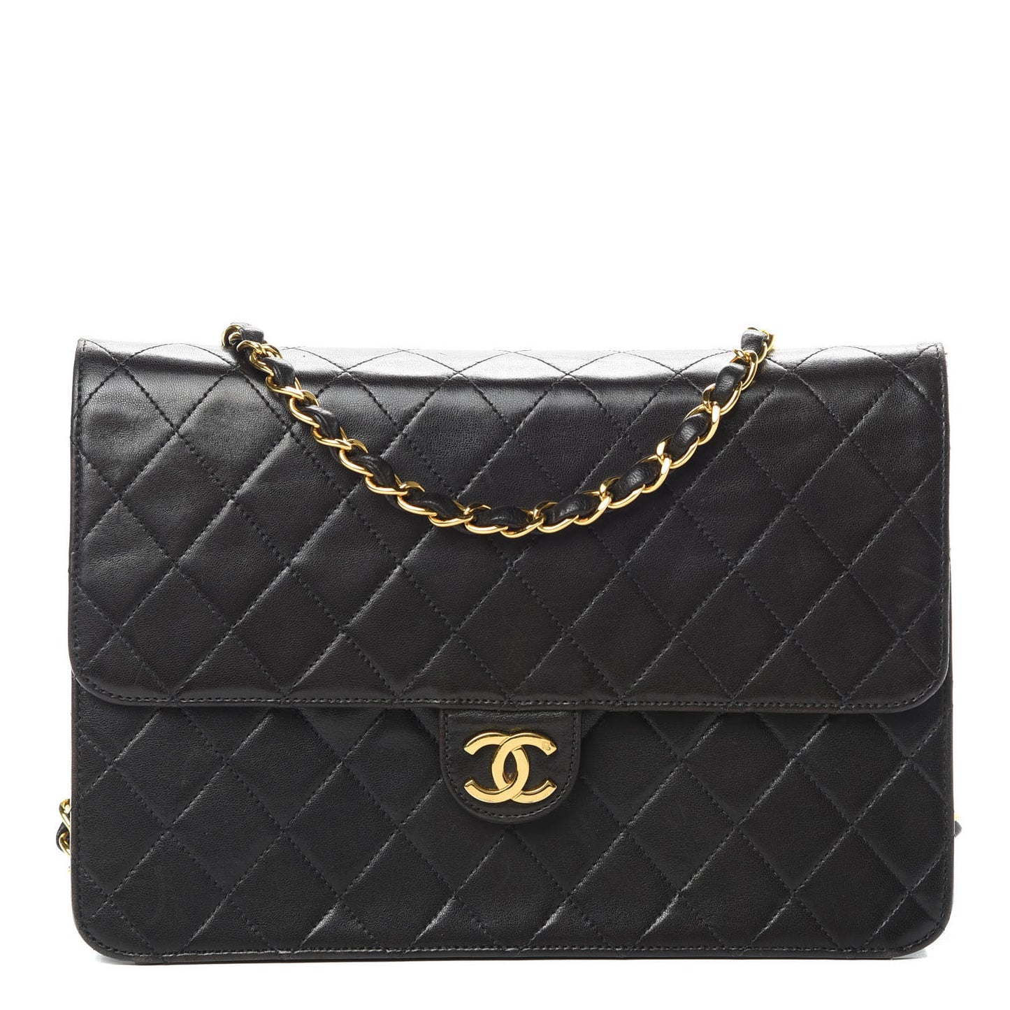 Lambskin Quilted Medium Single Flap Black