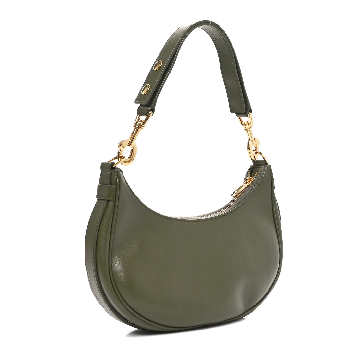 Smooth Calfskin Medium Strap Ava Shoulder Bag Dark Olive