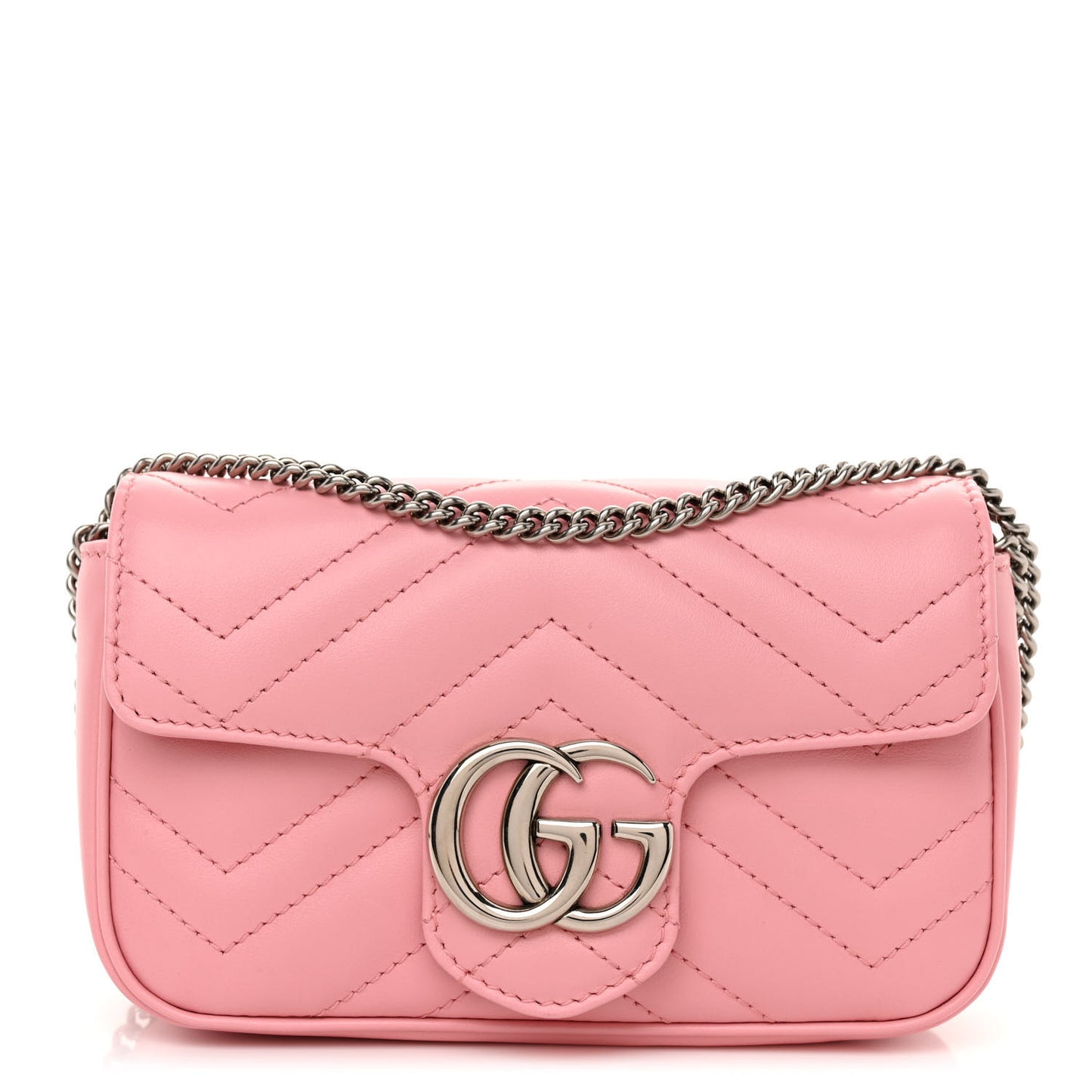 Calfskin Matelasse Super Mini GG Marmont Shoulder Bag Wild Rose