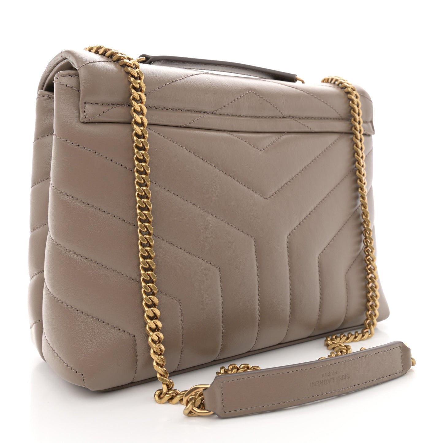 Calfskin Y Quilted Monogram Small Loulou Chain Satchel Taupe