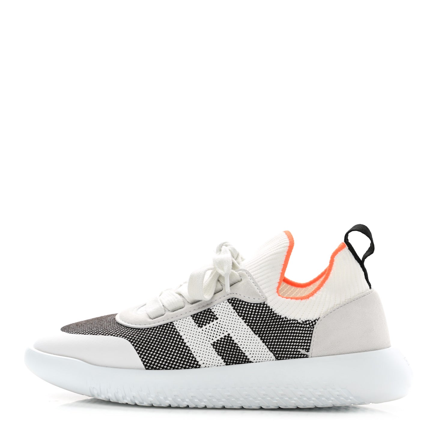 Knit Suede Goatskin Womens Crew Sneakers 36 Prunoir White