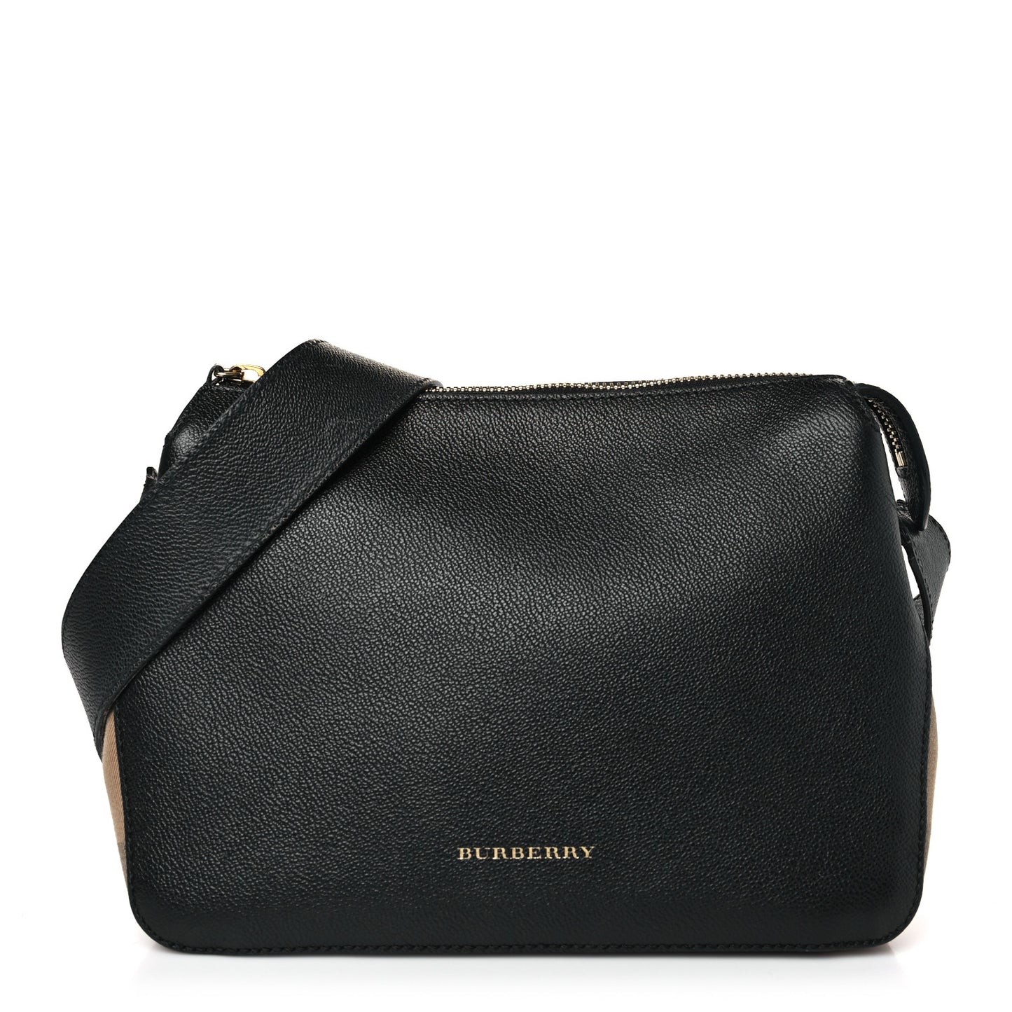 Soft Grain Calfskin House Check Small Helmsley Crossbody Black