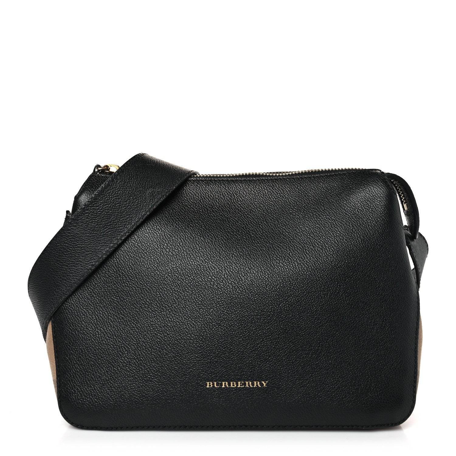 Burberry Soft Grain Calfskin House Check Small Helmsley Crossbody Black 1 of 10