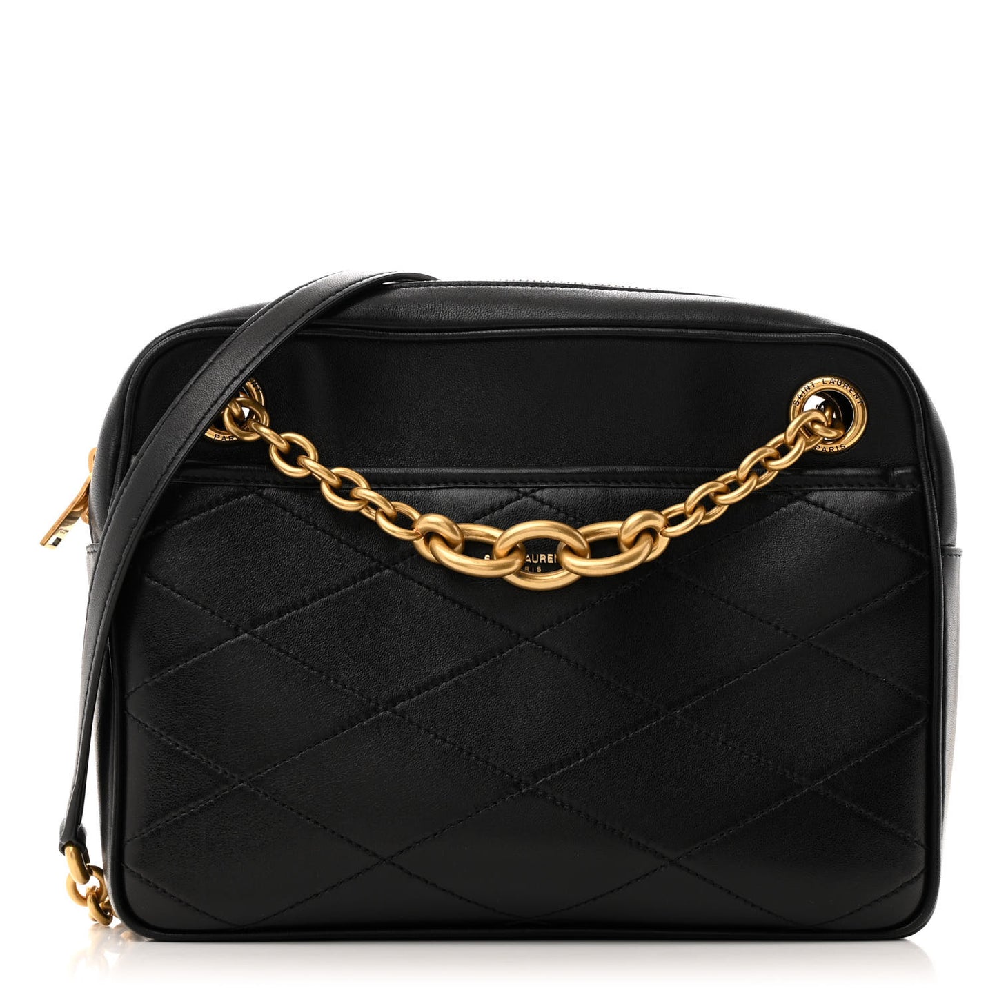 Lambskin Quilted Le Maillon Chain Strap Crossbody Black