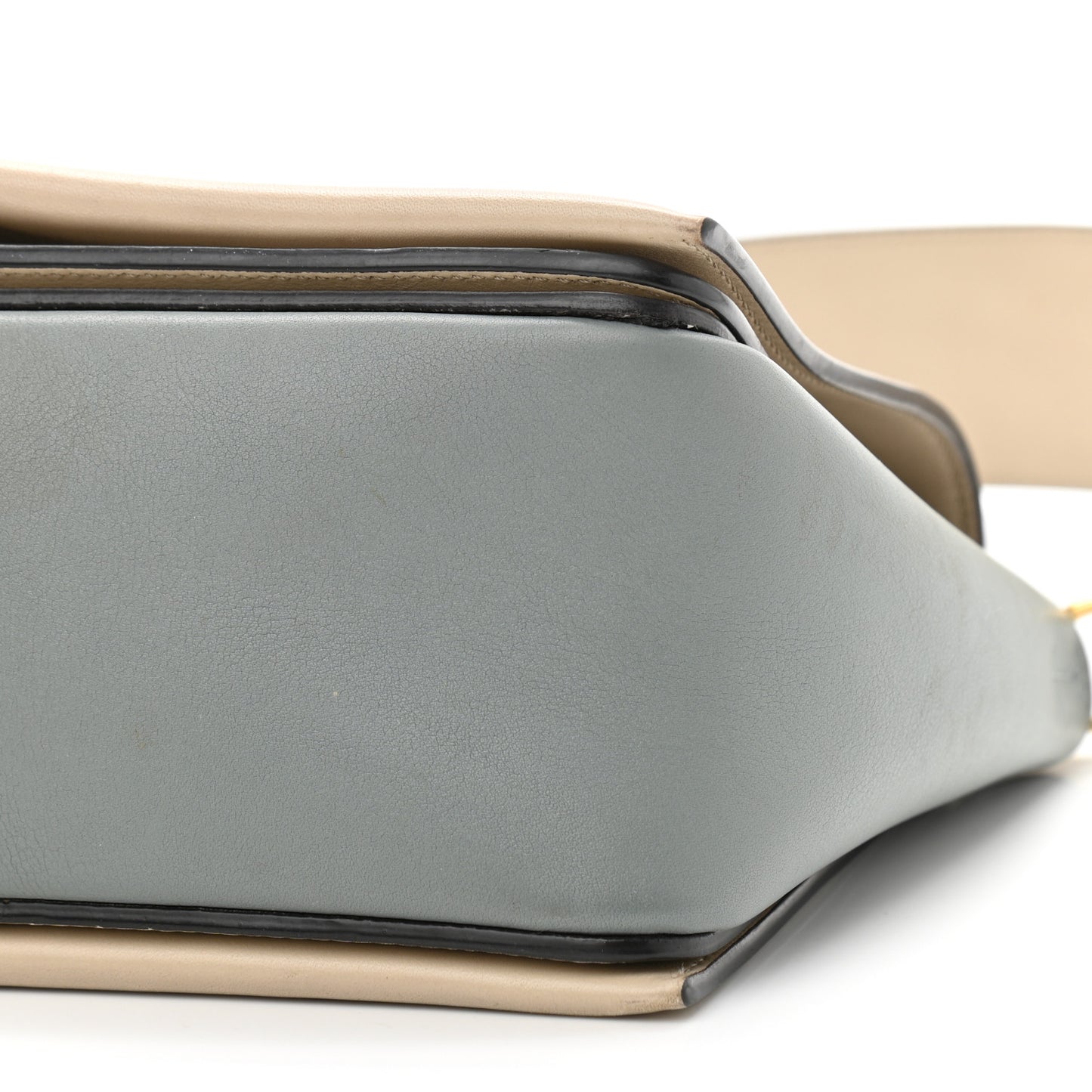 Shiny Smooth Calfskin Medium Frame Shoulder Bag Grege Storm
