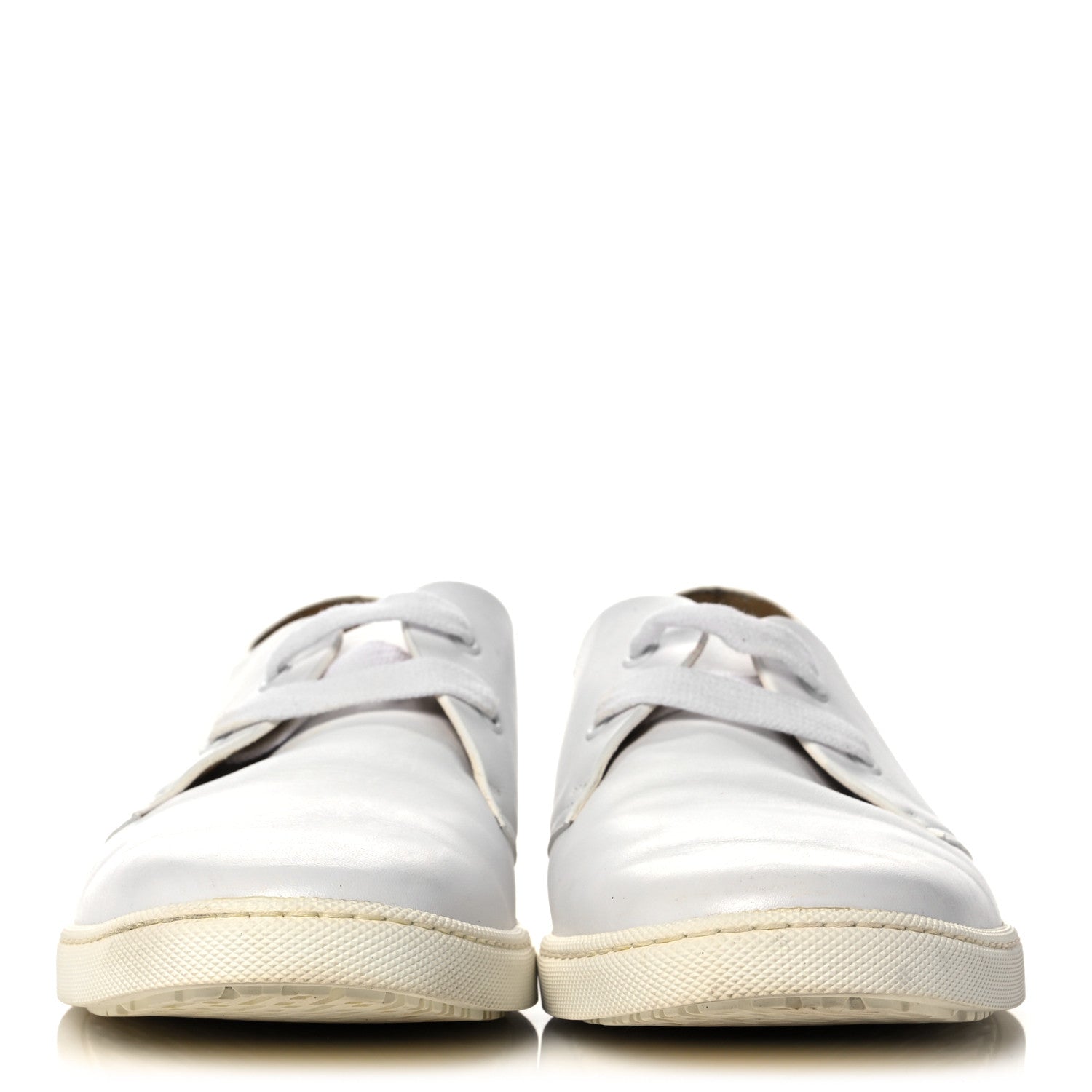 Hermes Lambskin Mens Lace Up Sneakers 41 White 2 of 12