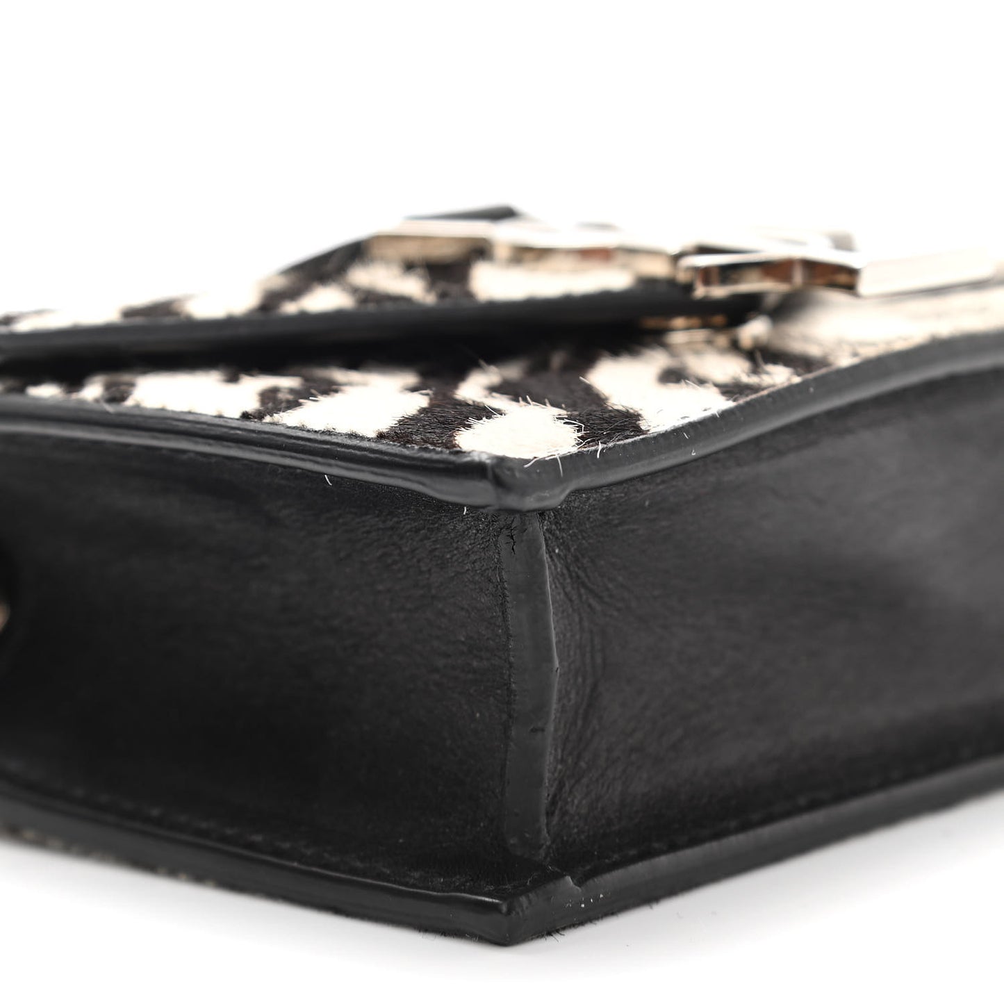 Calfskin Pony Hair Monogram Zebra Print Mini Candy Crossbody Black White