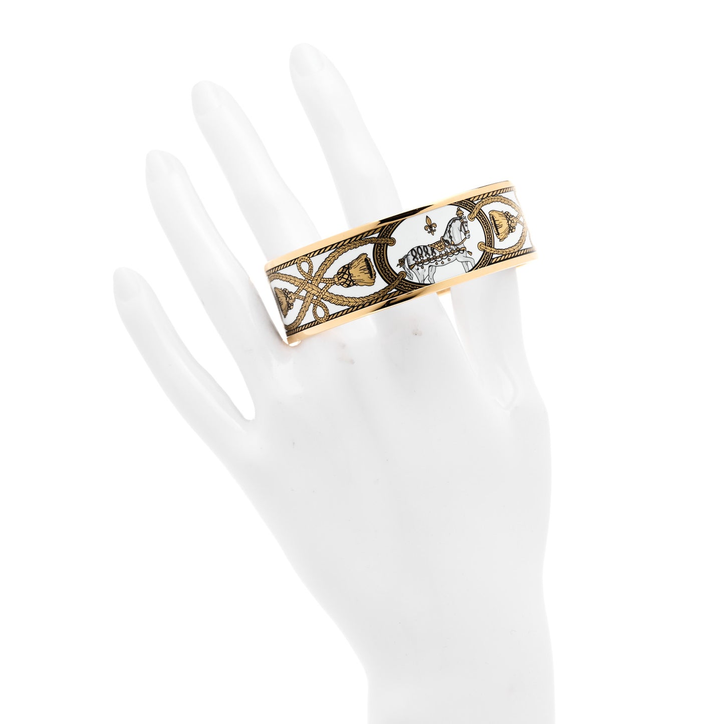Enamel Printed Wide Grand Apparat Bracelet 65 White