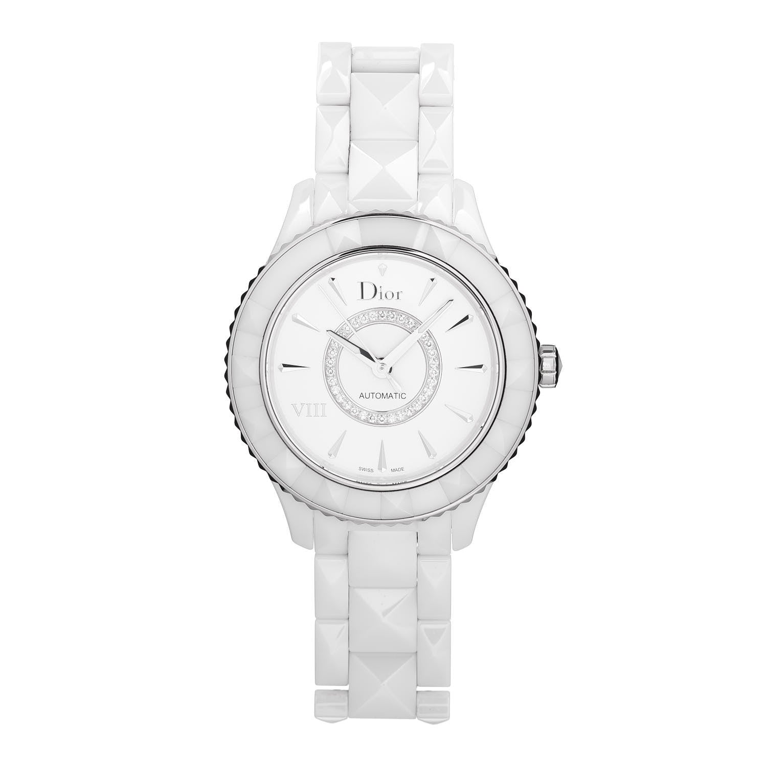 Christian Dior Stainless Steel Ceramic Diamond 38mm Dior VIII Automatic Watch White 1 of 4
