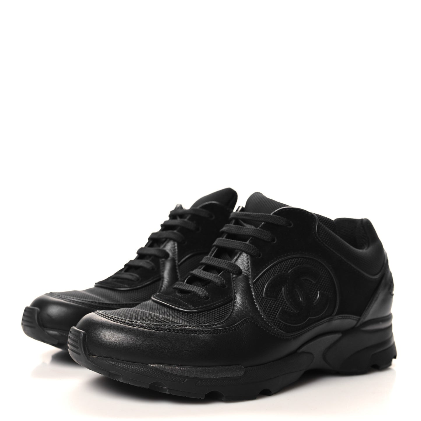 Toile Suede Calfskin CC Sneakers 35 Black