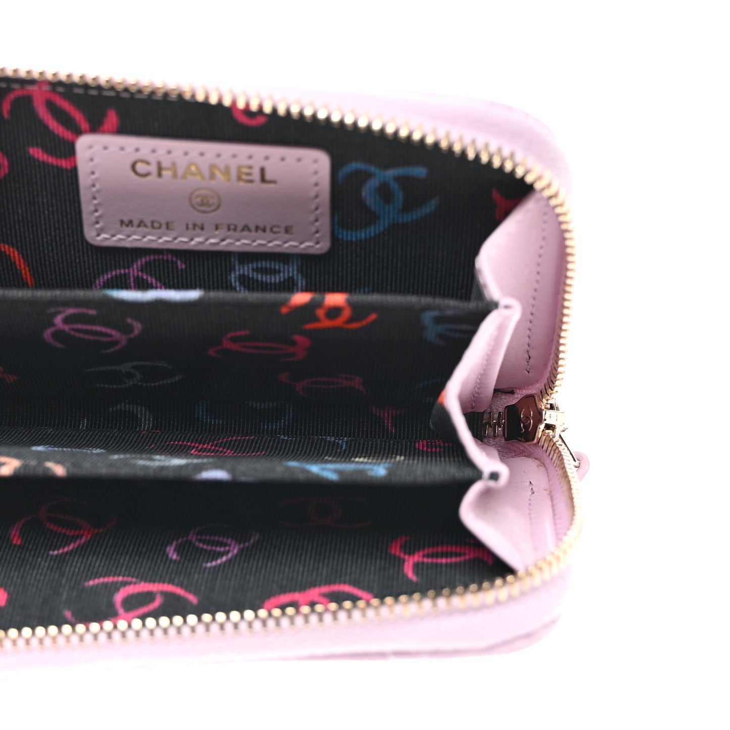 Caviar Quilted Zip Coin Purse Light Pink