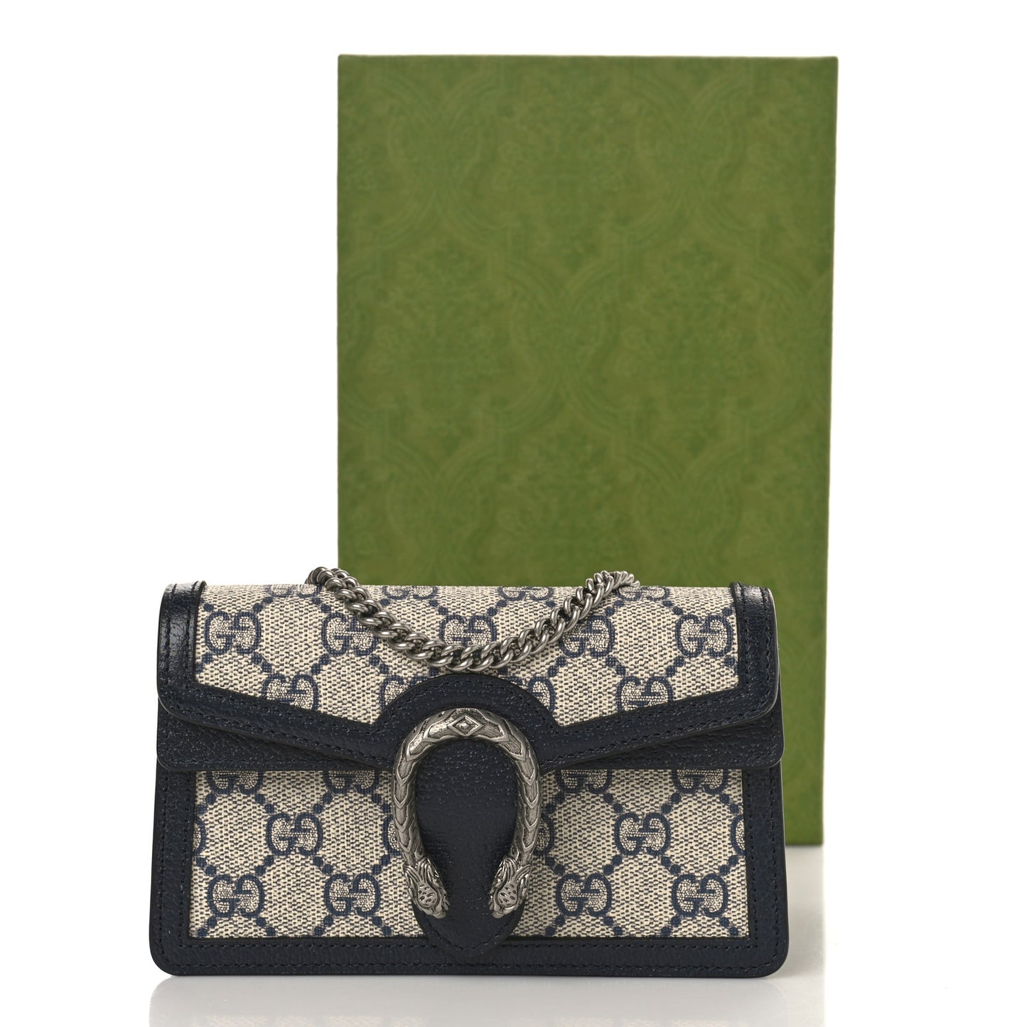 GG Supreme Monogram Textured Dollar Calfskin Super Mini Dionysus Shoulder Bag Beige Blue