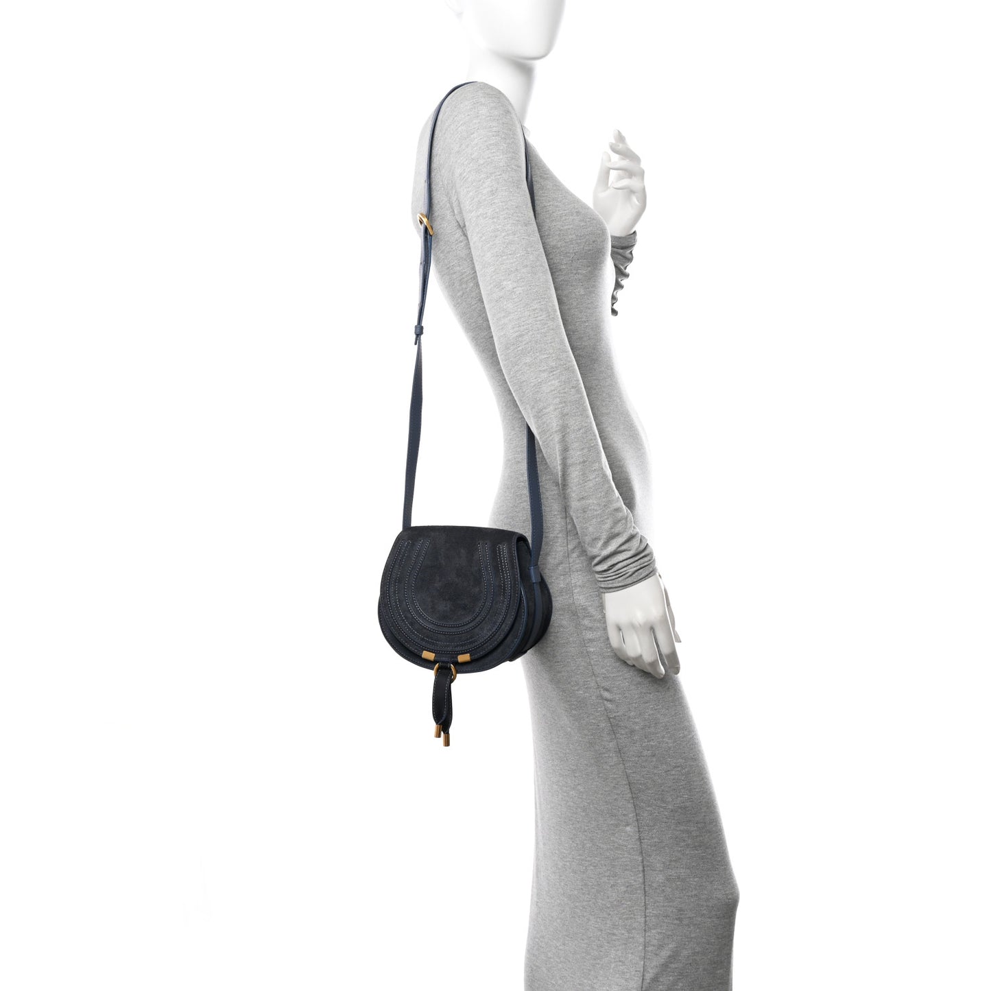 Suede Small Marcie Saddle Bag Graphite Navy