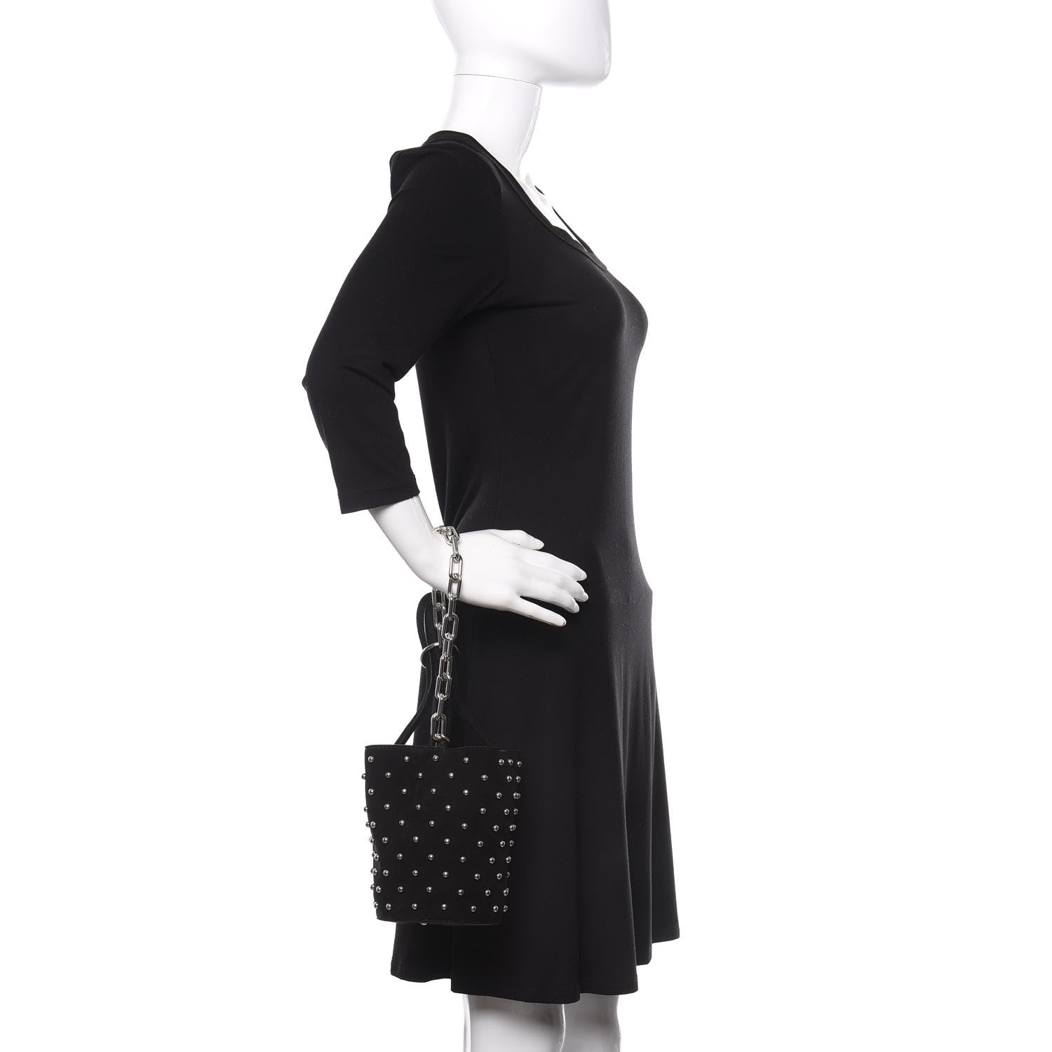 Alexander Wang Suede Studded Mini Roxy Bucket Bag Black 2 of 9