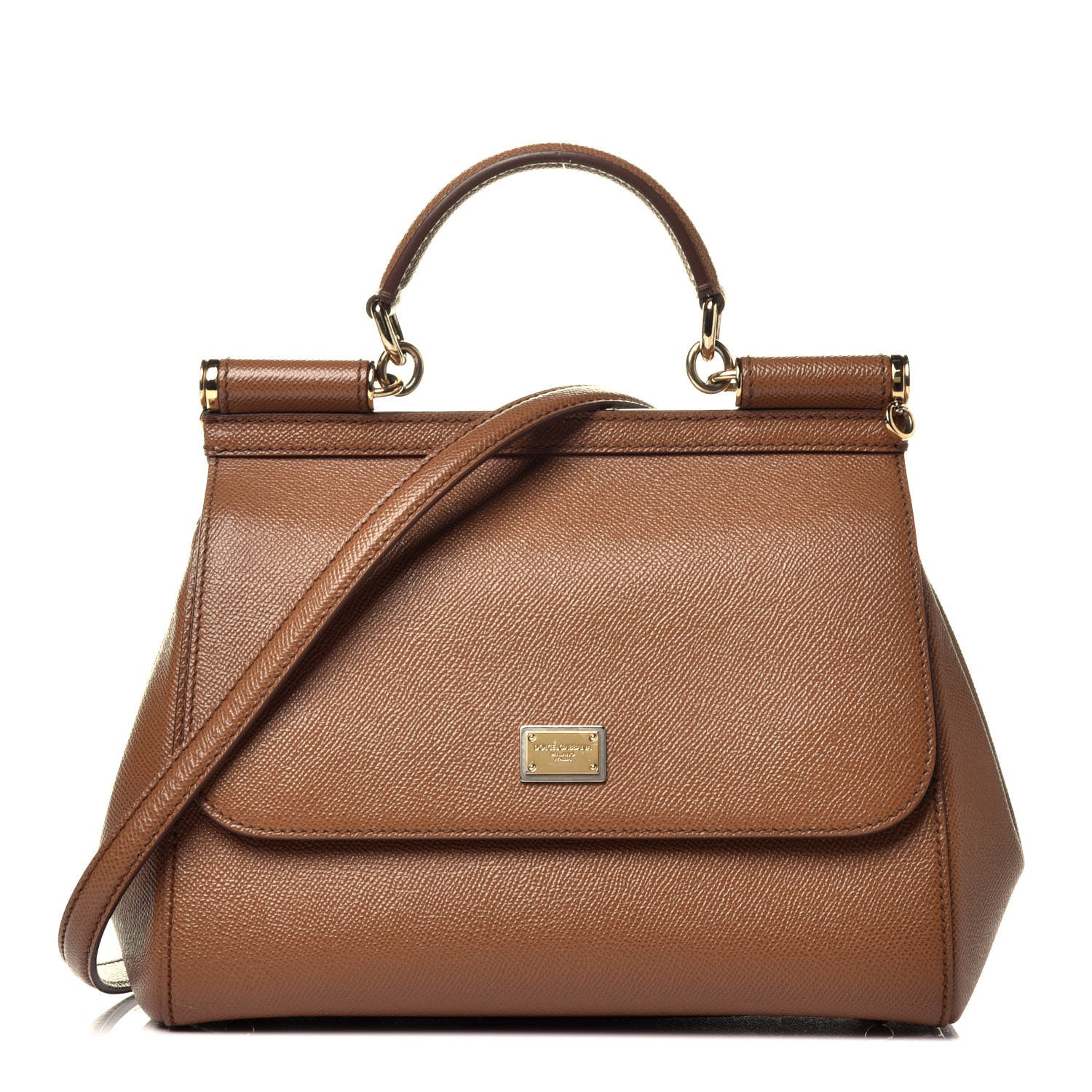 Dolce & Gabbana Dauphine Calfskin Medium Miss Sicily Satchel Caramello 1 of 9