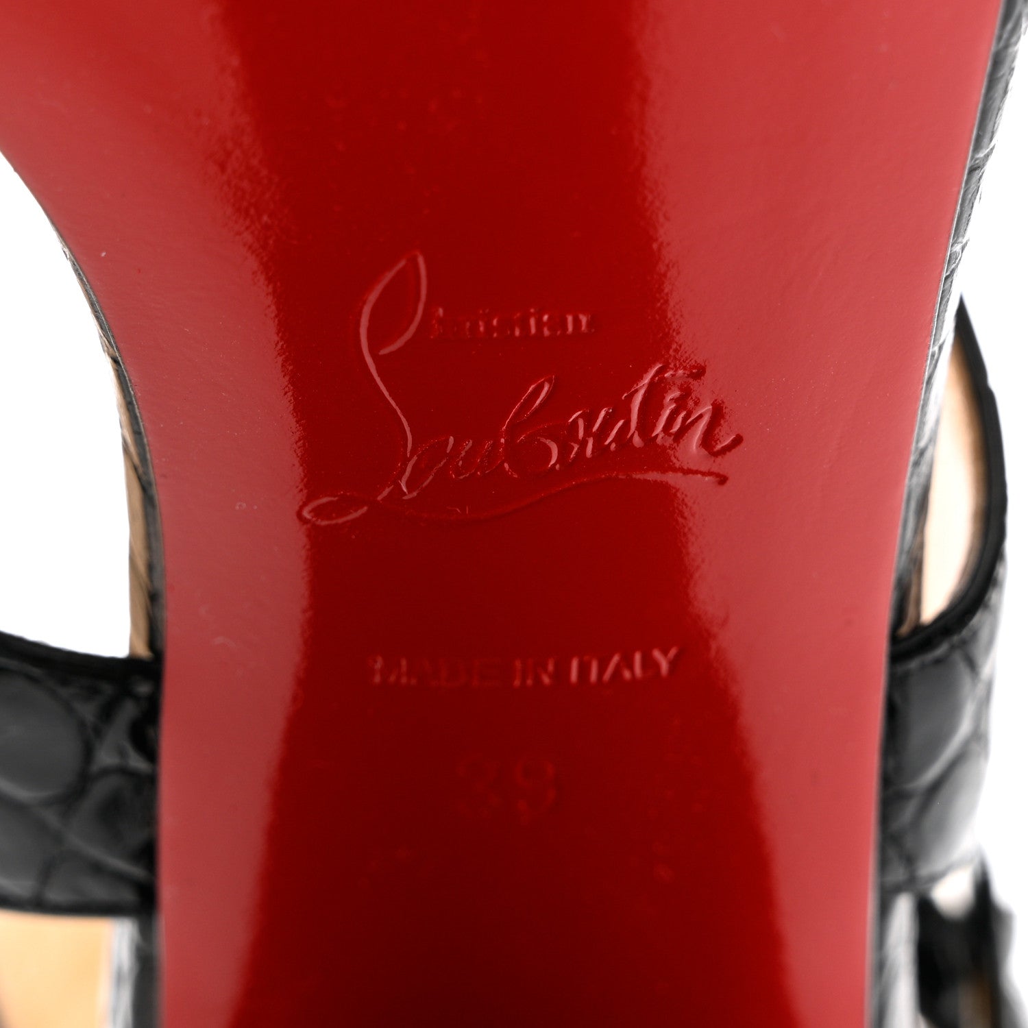 Christian Louboutin Calfskin Crocodile Embossed Foolish Platform Sandals 39 Black 7 of 7