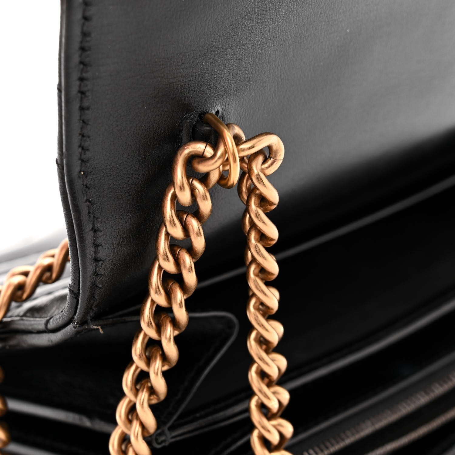Gucci Calfskin Matelasse GG Marmont Chain Wallet Black 15 of 17